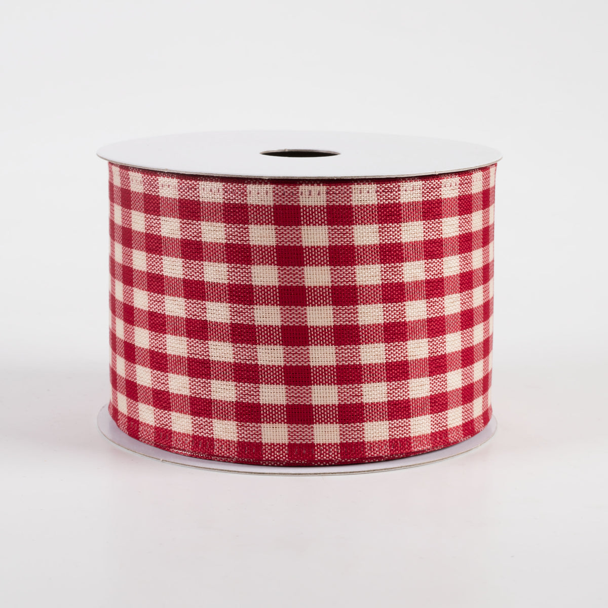 2.5" Biggy Gingham Ribbon: Red & Ivory (10 Yards)