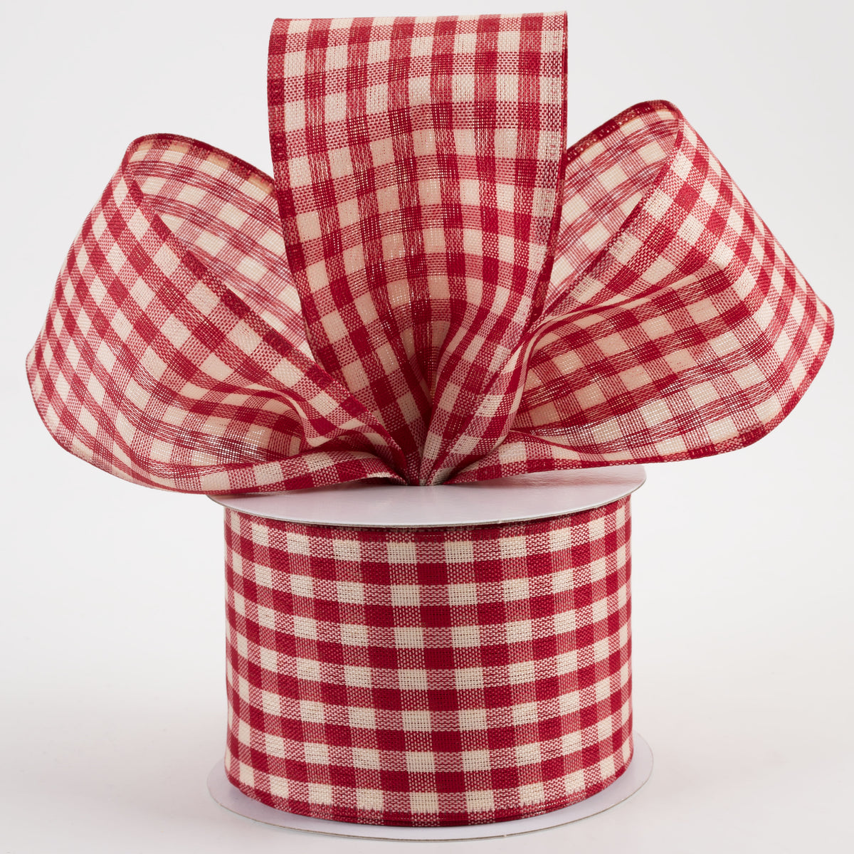 2.5" Biggy Gingham Ribbon: Red & Ivory (10 Yards) Lifestyle Photo