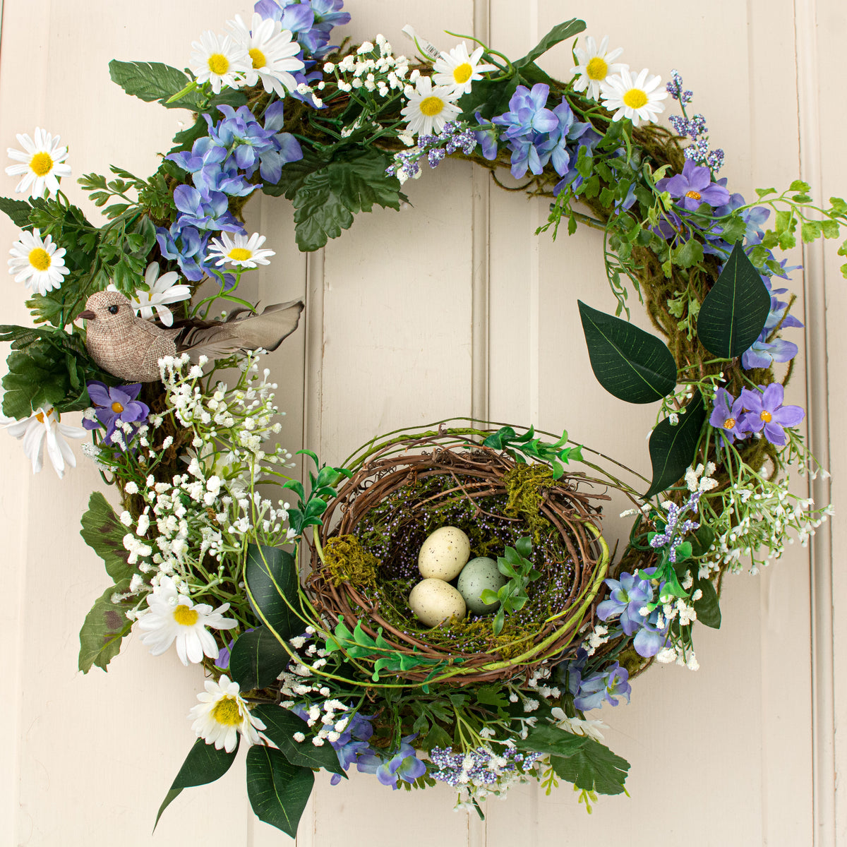 6.5" Bird Nest Ornament With Eggs Lifestyle Photo