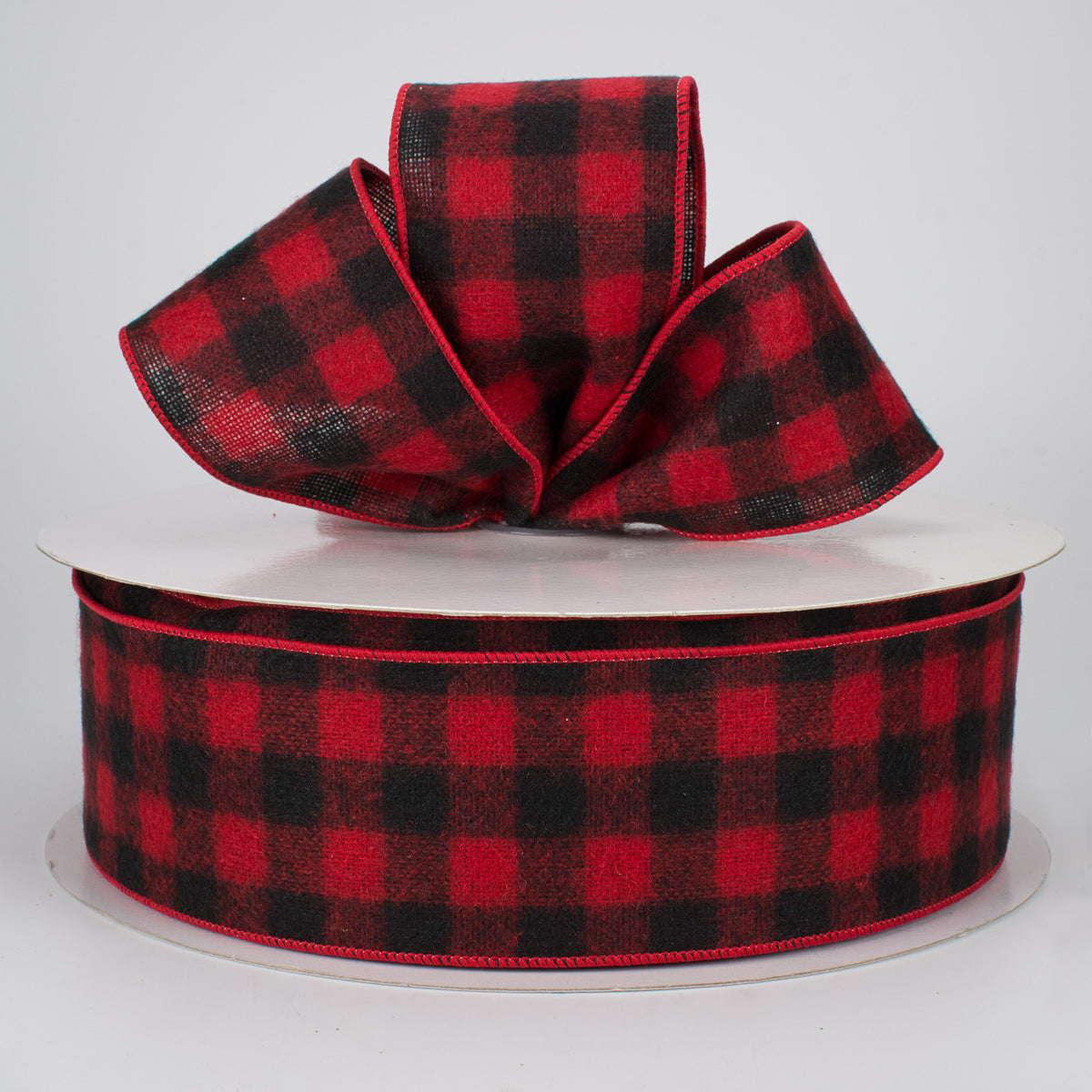 2.5" Black & Red Flannel Buffalo Plaid Ribbon (50 Yards) Lifestyle Photo
