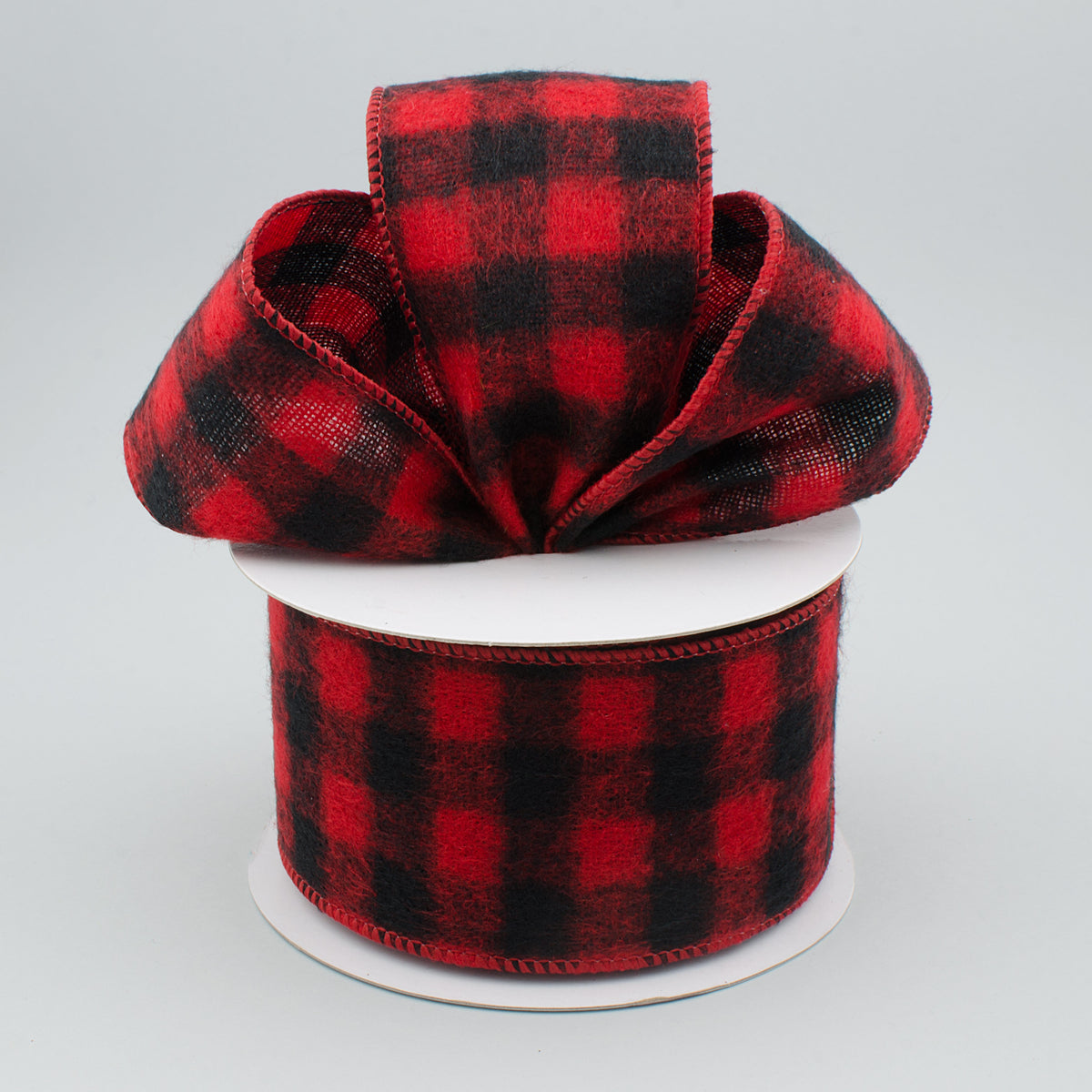 2.5" Black & Red Flannel Buffalo Plaid Ribbon (10 Yards) Lifestyle Photo
