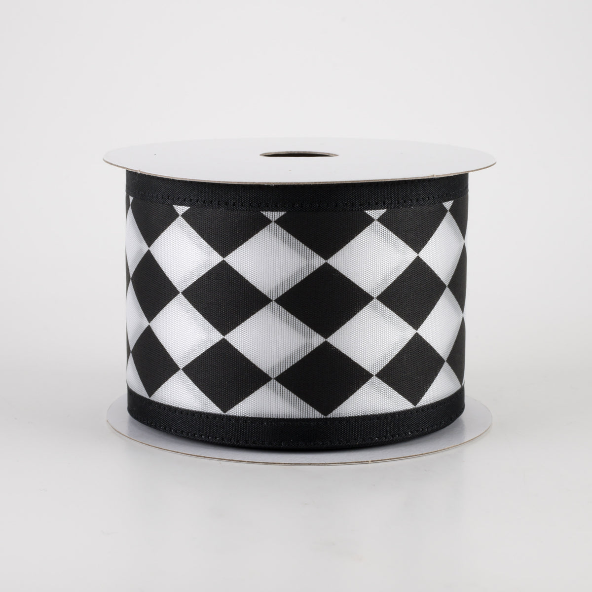 2.5" Black & White Harlequin Ribbon (10 Yards) Item Number: X332040-21