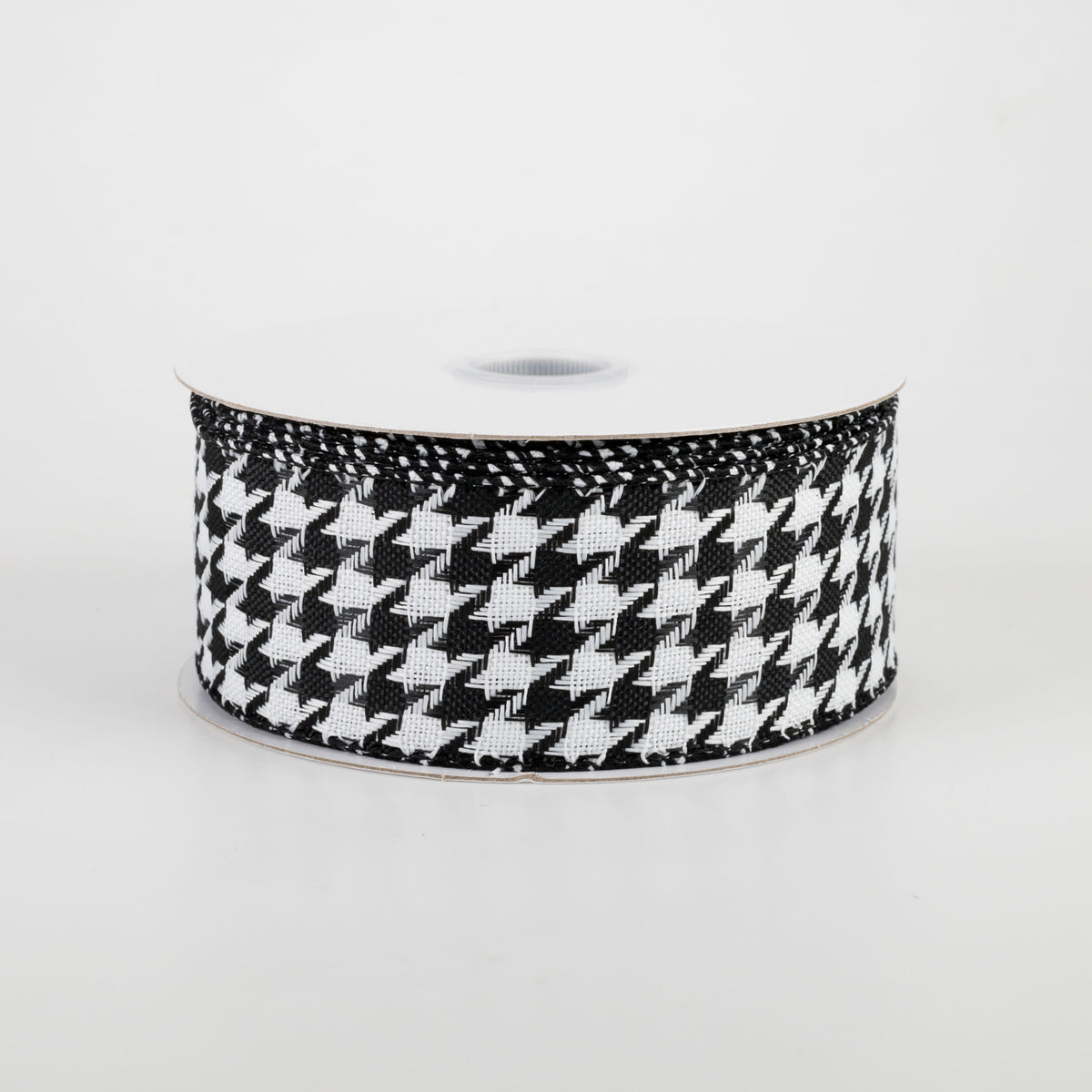 1.5" Black & White Woven Houndstooth Ribbon (10 Yards)