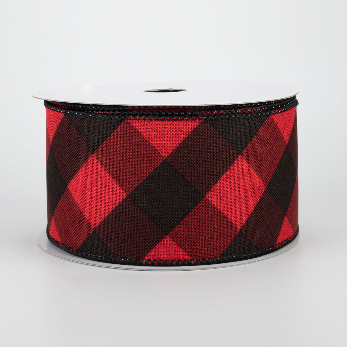 2.5" Bold Check Basketweave Ribbon: Red & Black (10 Yards)
