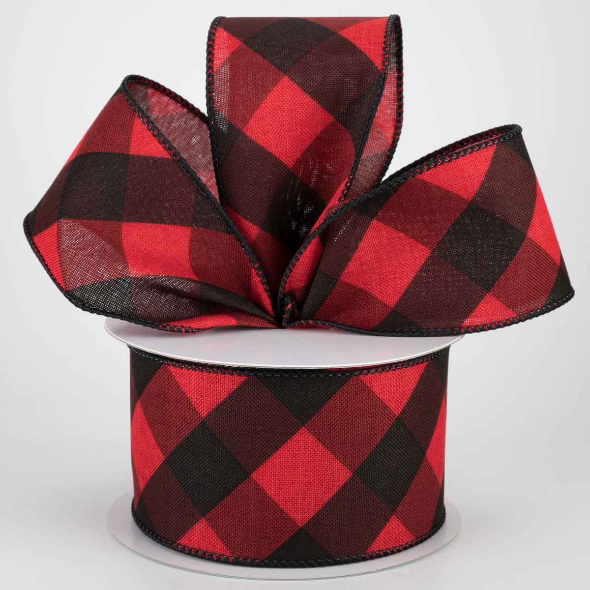 2.5" Bold Check Basketweave Ribbon: Red & Black (10 Yards) Lifestyle Photo