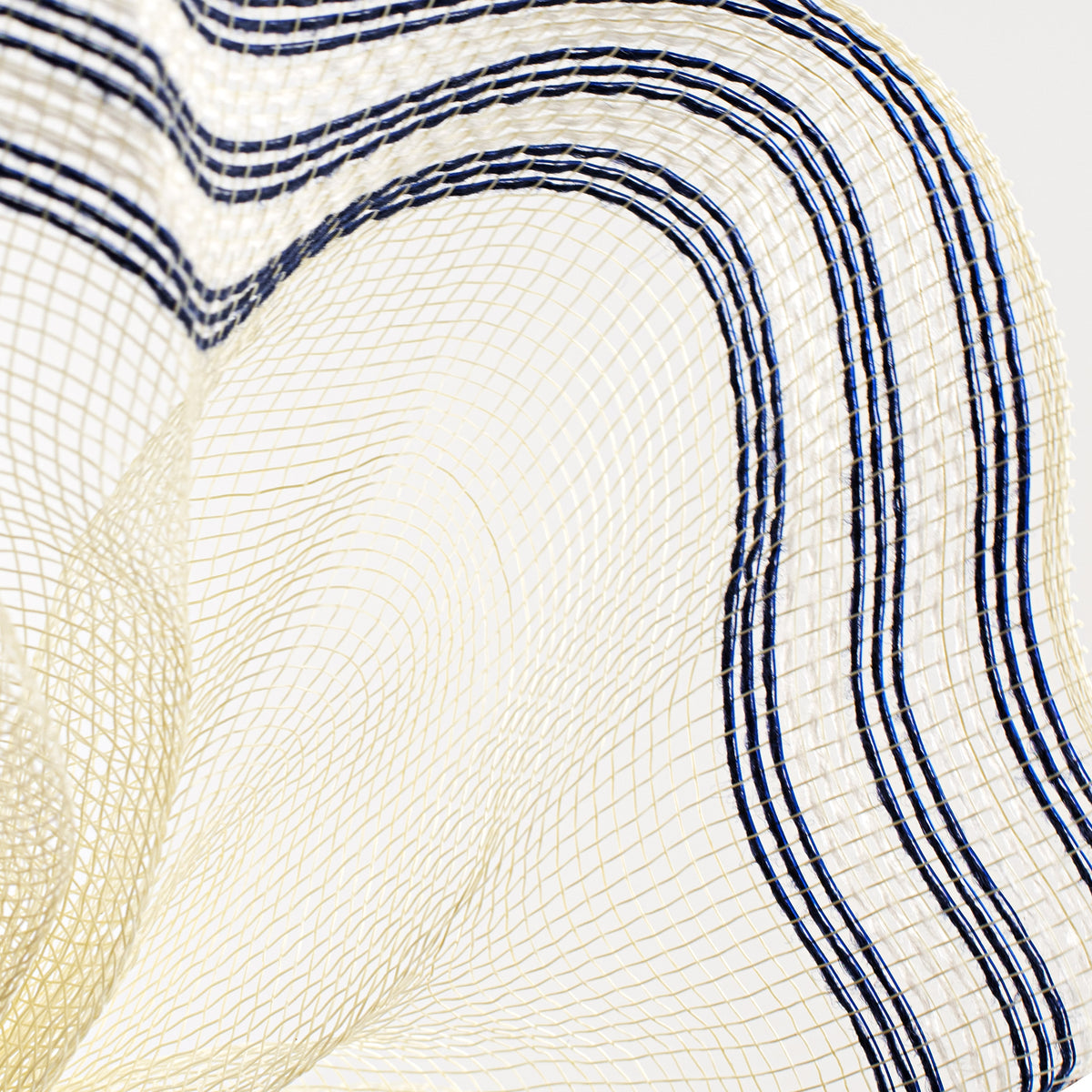 10" Border Stripe Mesh: Cream & Navy Blue Lifestyle Photo