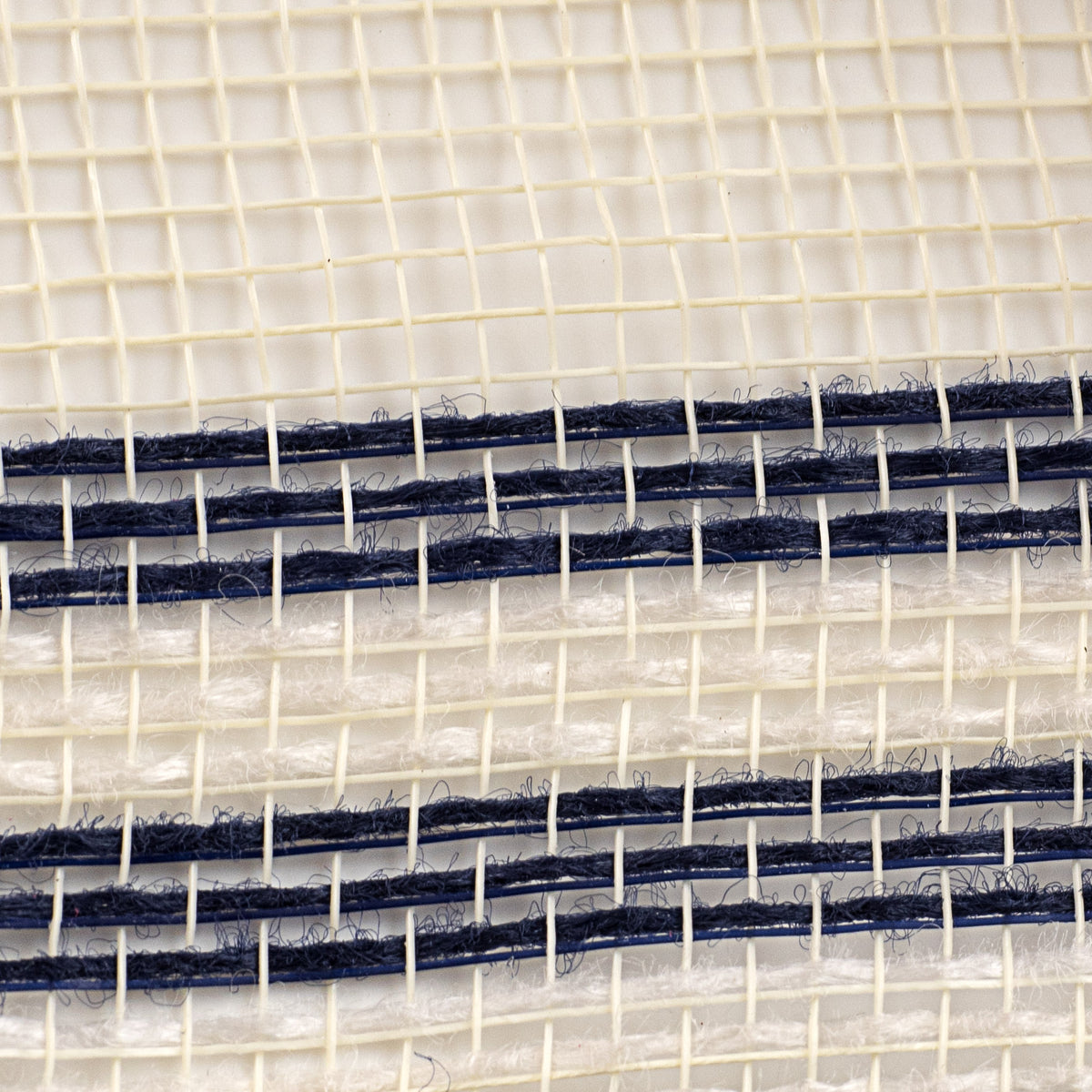 10" Border Stripe Mesh: Cream & Navy Blue detail photo 3