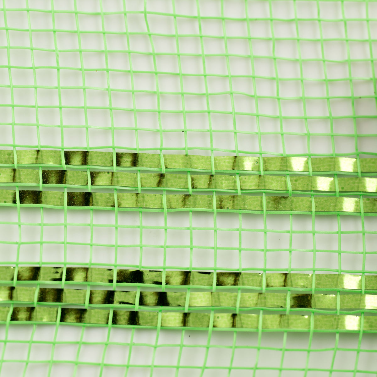 10" Border Stripe Metallic Mesh: Lime Green detail photo 3