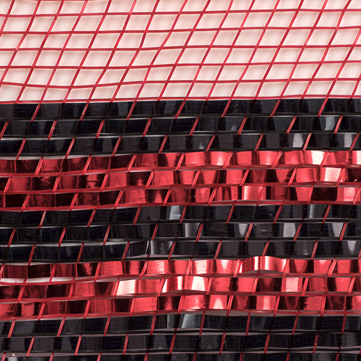 10" Border Stripe Metallic Mesh: Red & Black detail photo 3