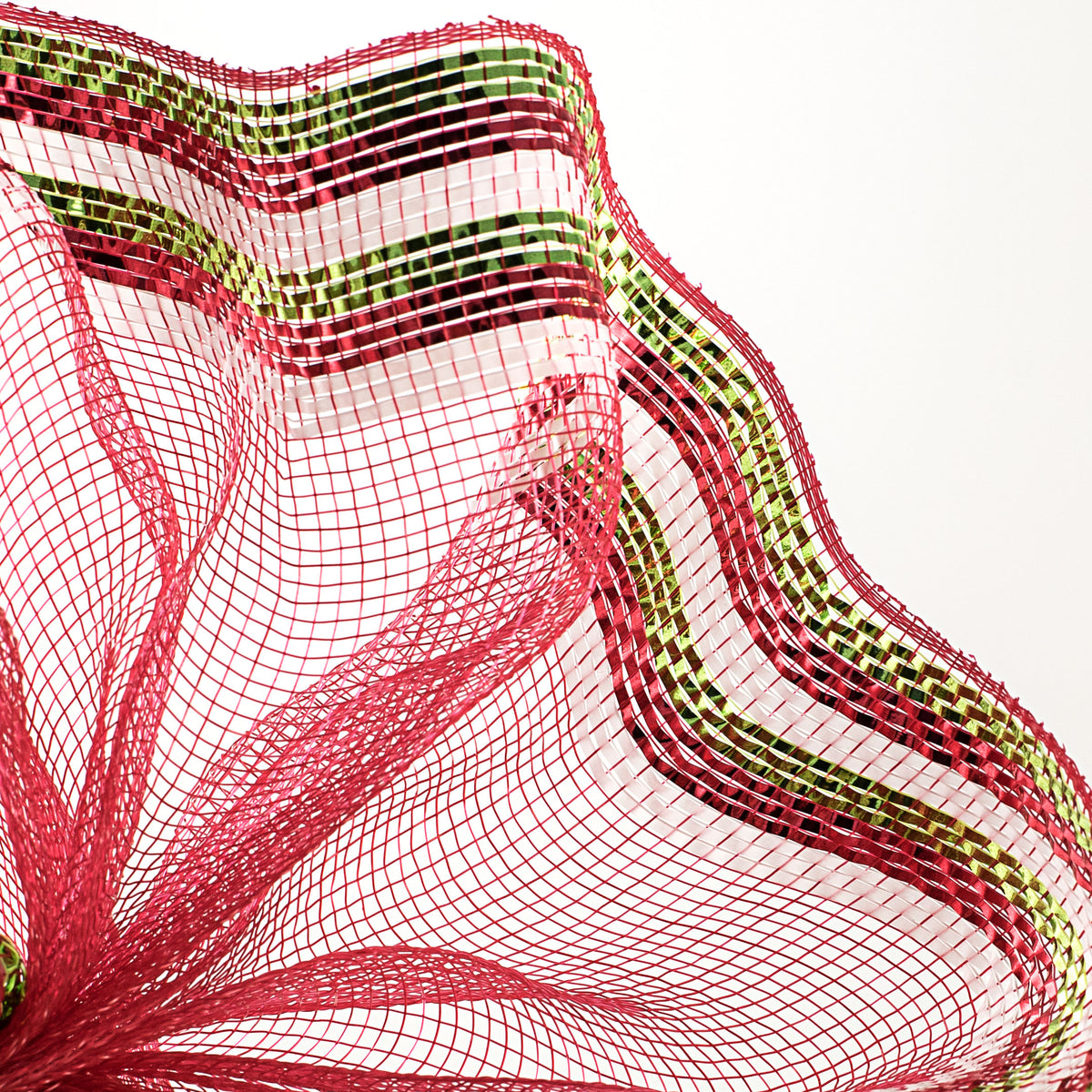 10" Border Stripe Metallic Mesh: Red, Lime, White Lifestyle Photo