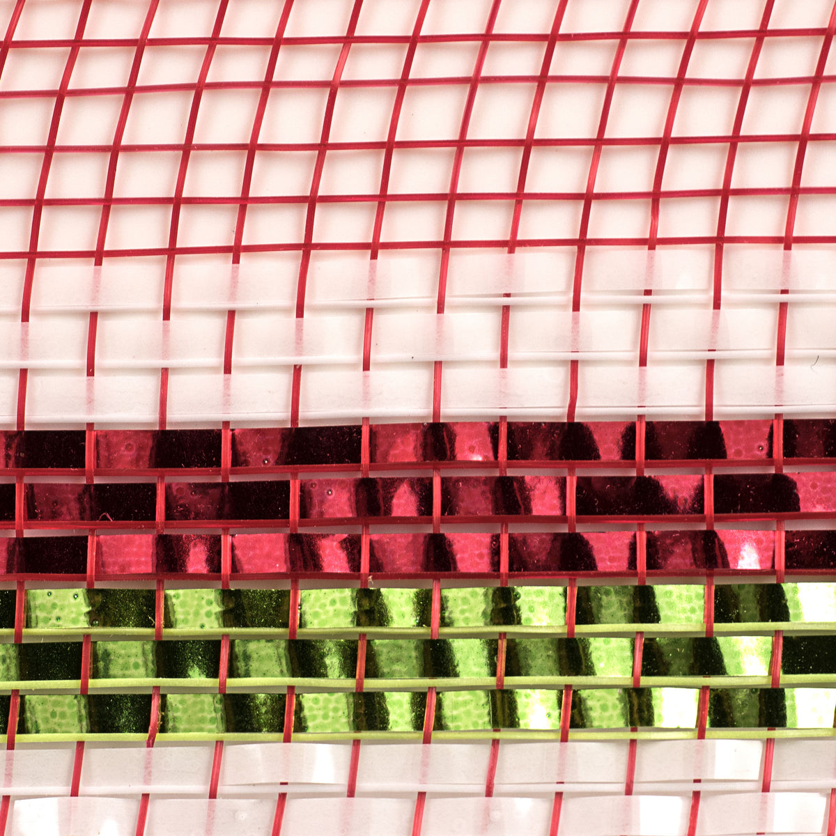 10" Border Stripe Metallic Mesh: Red, Lime, White detail photo 3