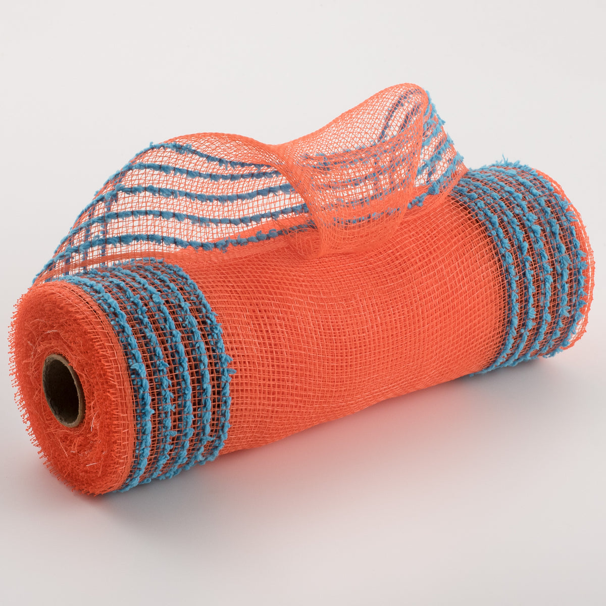 10" Border Stripe Snowdrift Mesh: Orange & Turquoise Item Number: RY8115AJ