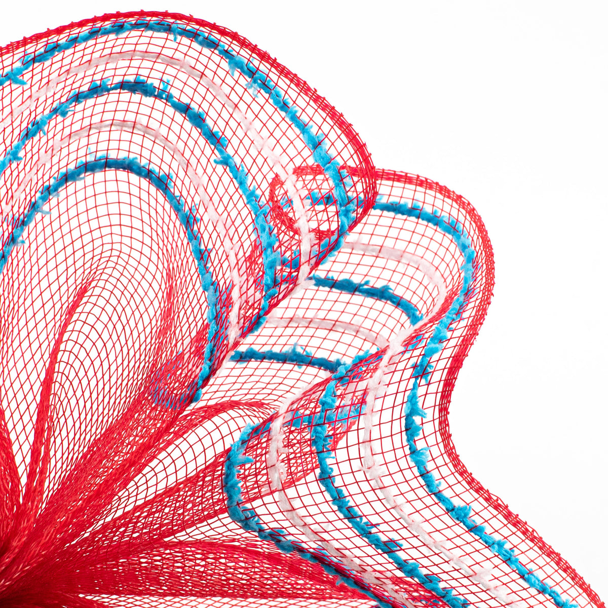 10" Border Stripe Snowdrift Mesh: Red, Turquoise, White Lifestyle Photo