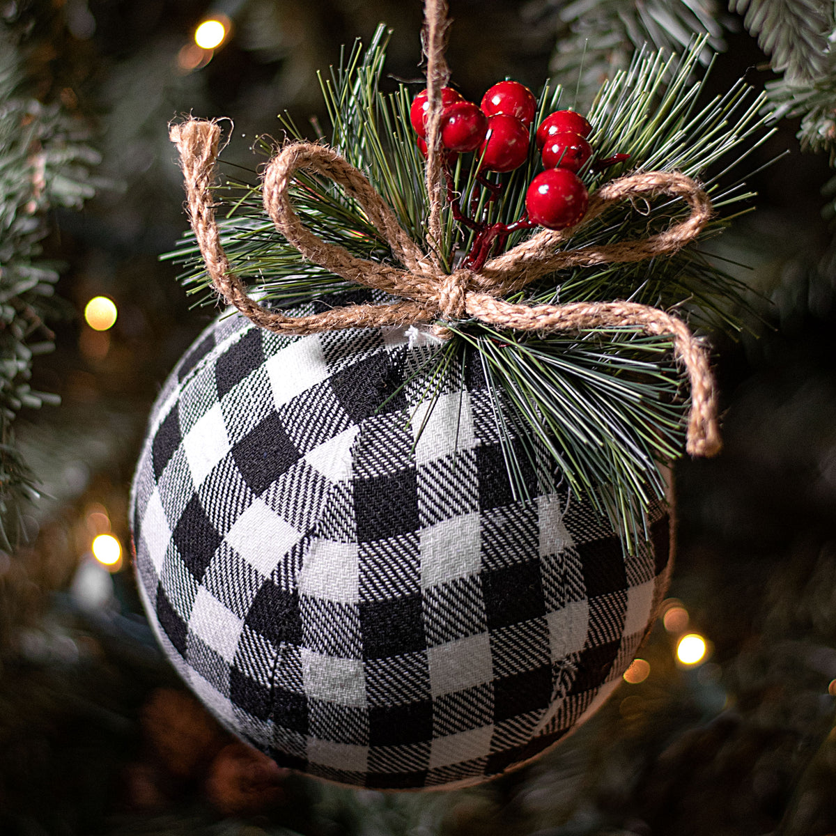 7" Buffalo Ball Ornament: Black & White Lifestyle Photo
