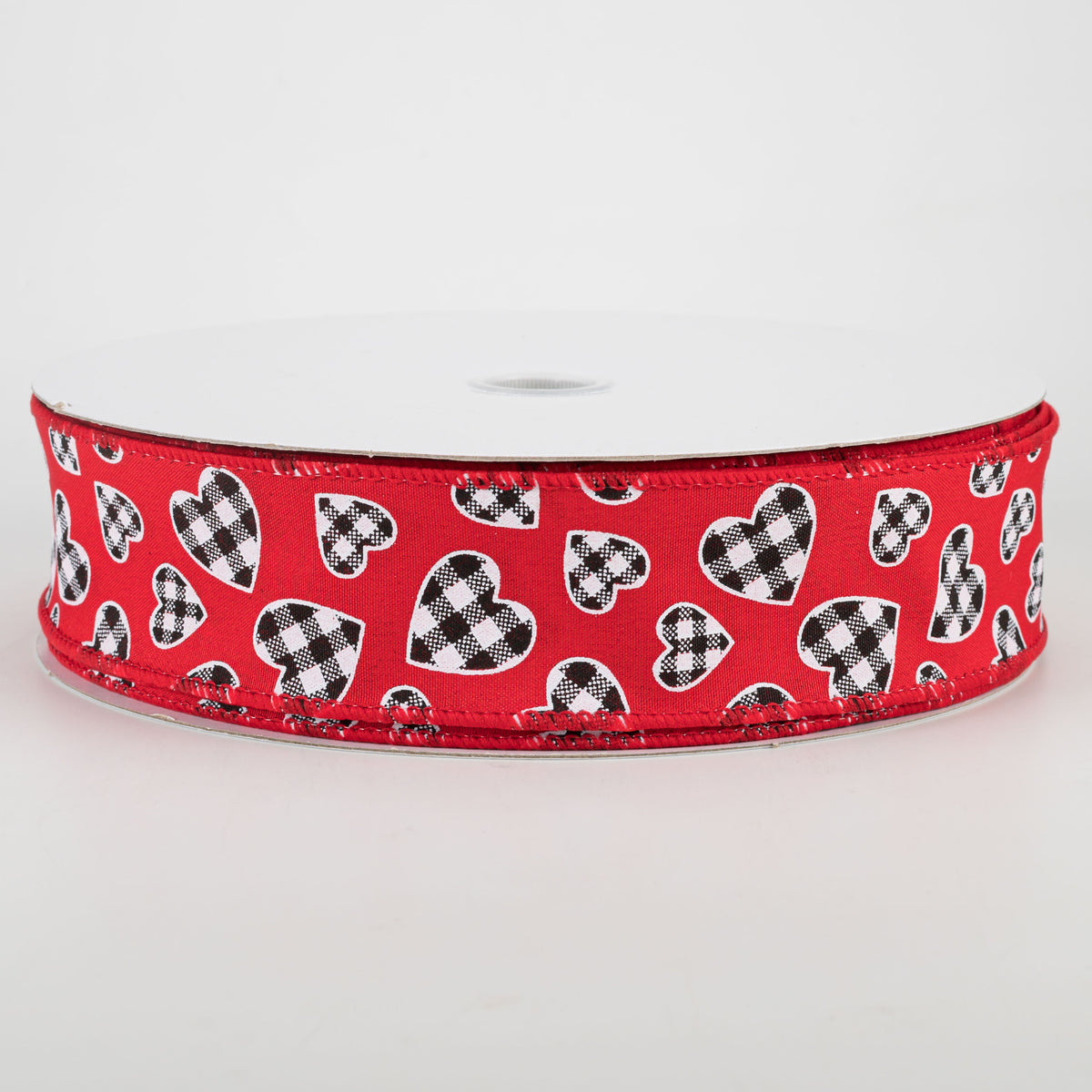 1.5" Buffalo Check Heart Ribbon: Red (50 Yards) Item Number: 811-09-104