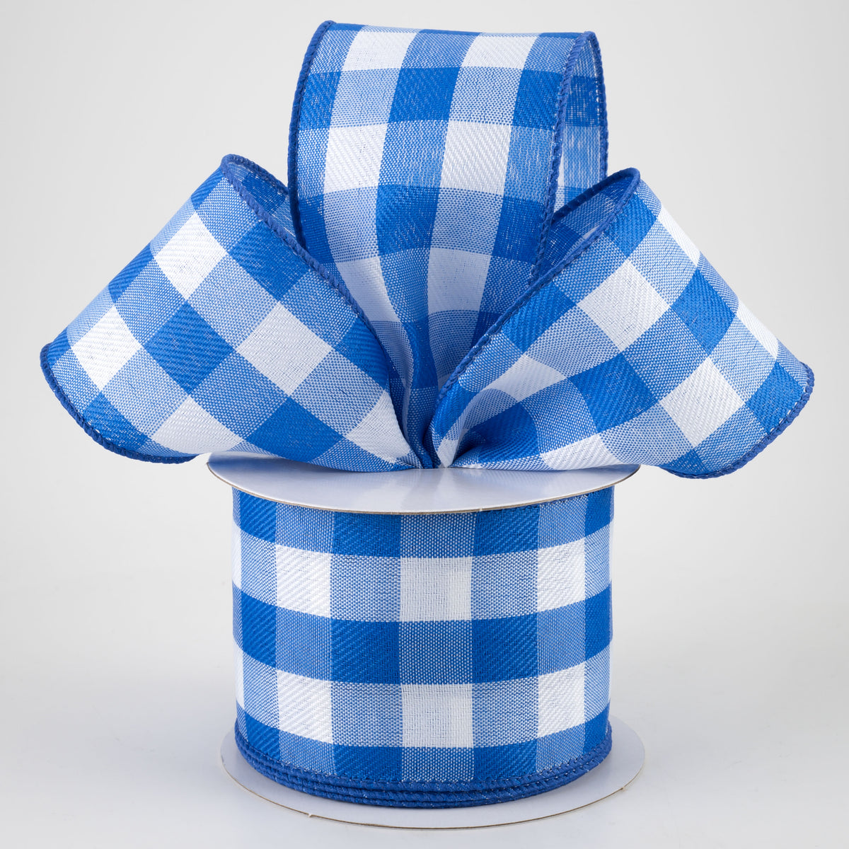 2.5" Buffalo Check Plaid Ribbon: Cobalt Blue & White (10 Yards) Lifestyle Photo