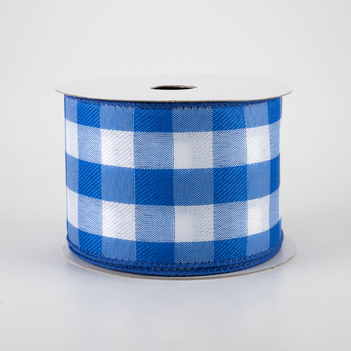 2.5" Buffalo Check Plaid Ribbon: Cobalt Blue & White (10 Yards)