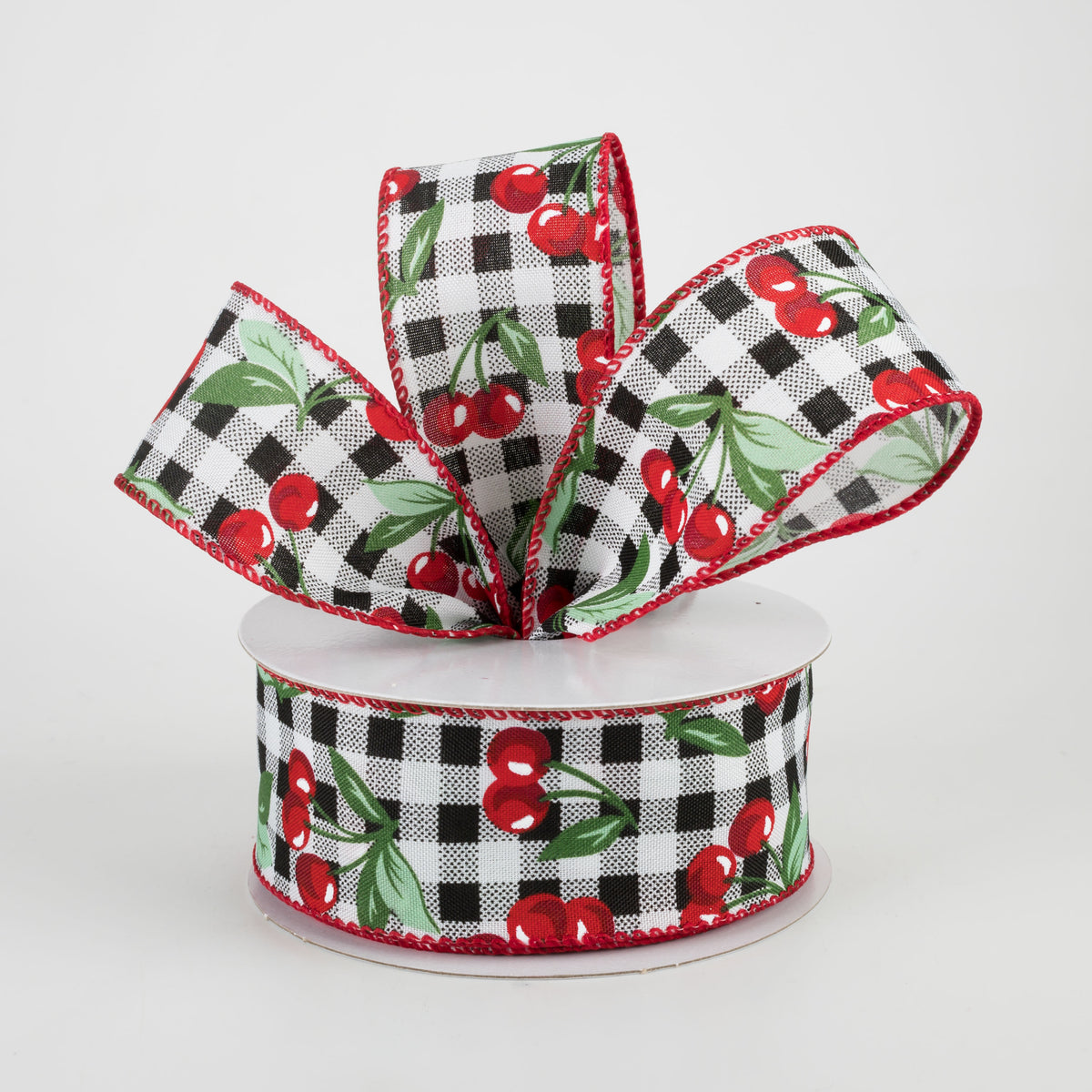 1.5" Buffalo Plaid With Cherries Ribbon (10 Yards) Lifestyle Photo