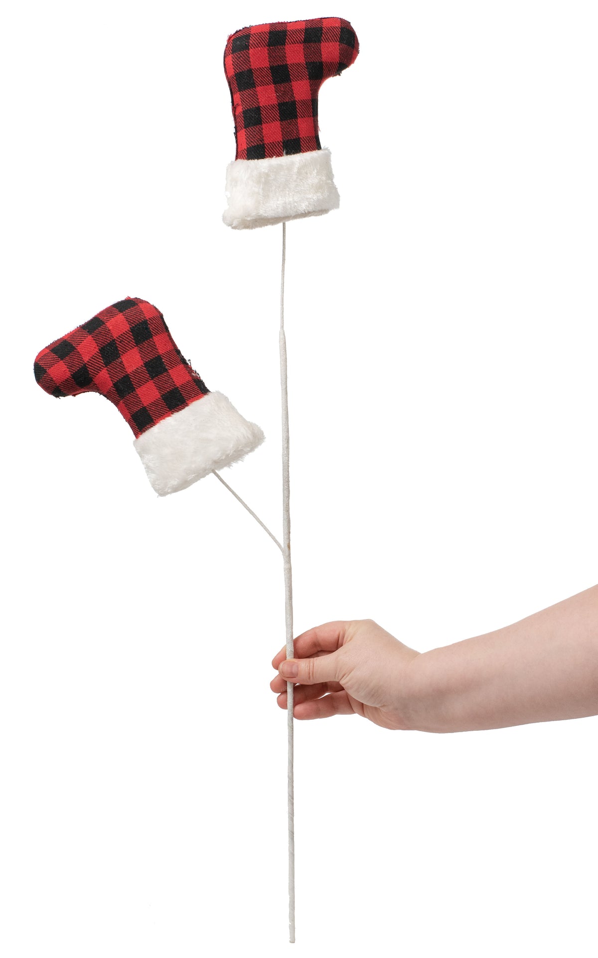 27" Buffalo Plaid & Faux Fur Christmas Stocking Pick Lifestyle Photo