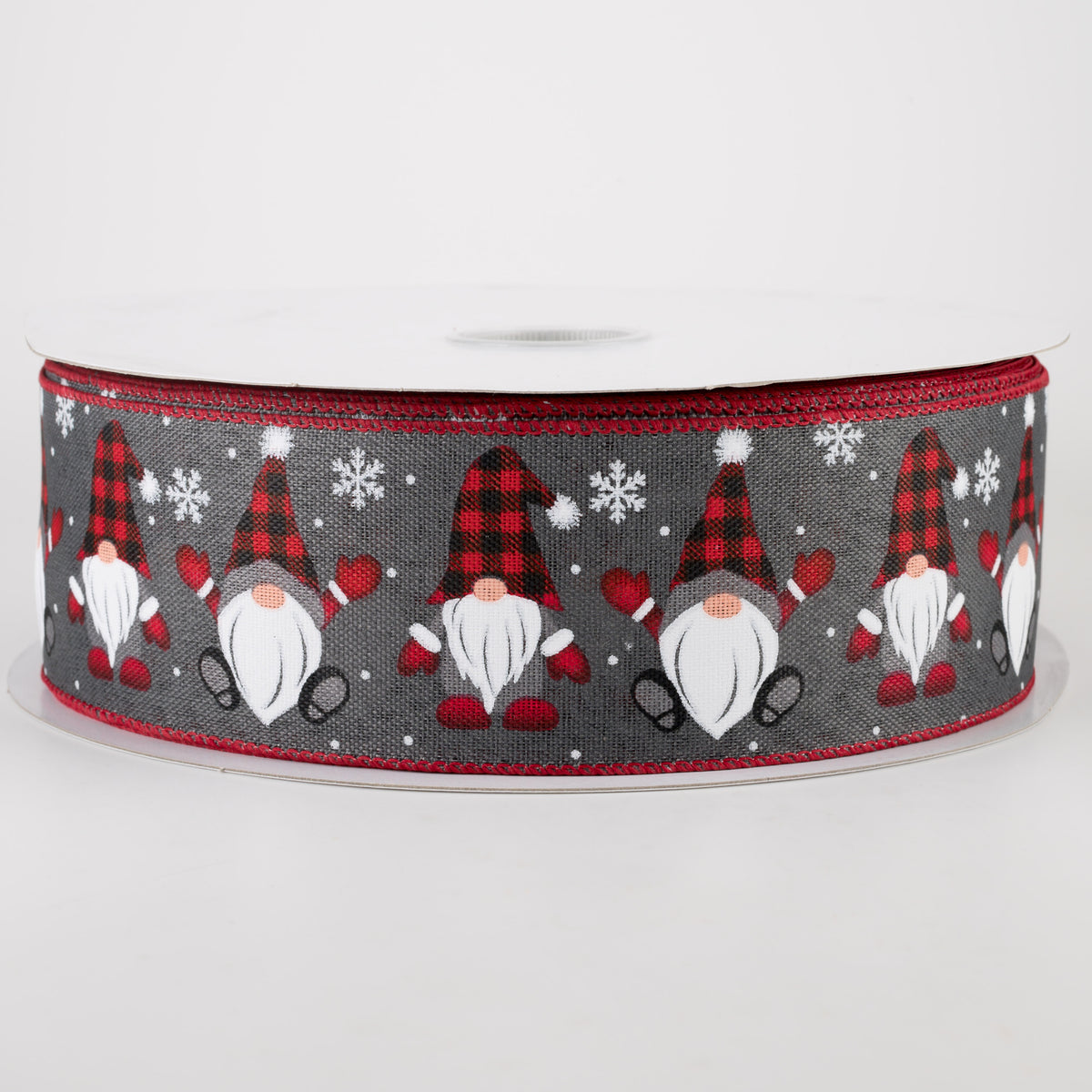 2.5" Buffalo Plaid Gnome Hat Ribbon: Grey (50 Yards)