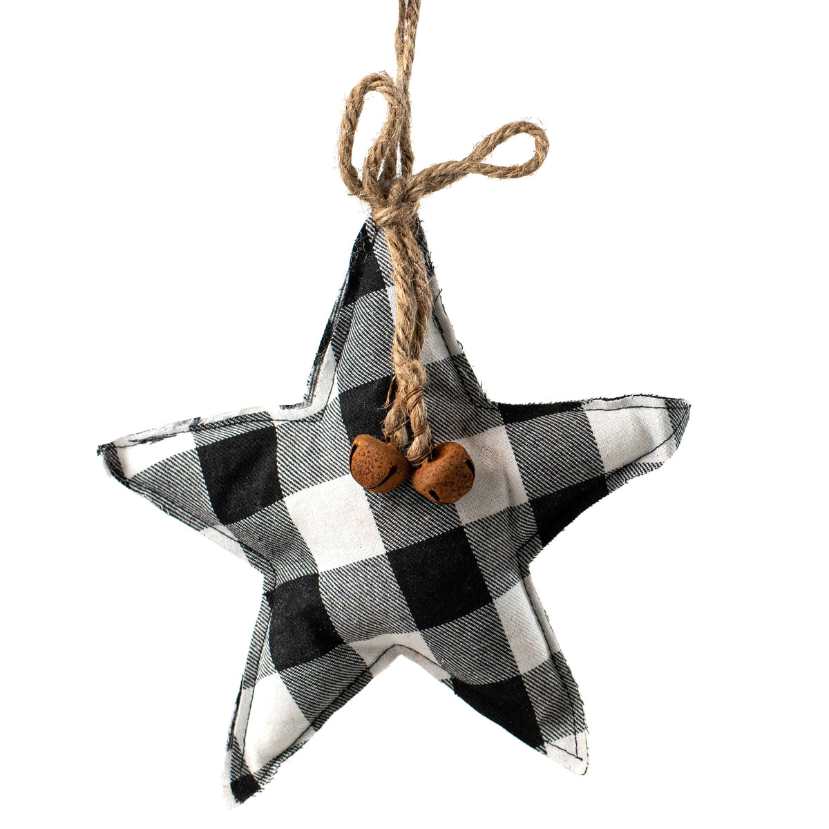 8" Buffalo Plaid Plush Star Ornament: Black & White Item Number: 83096BKWT