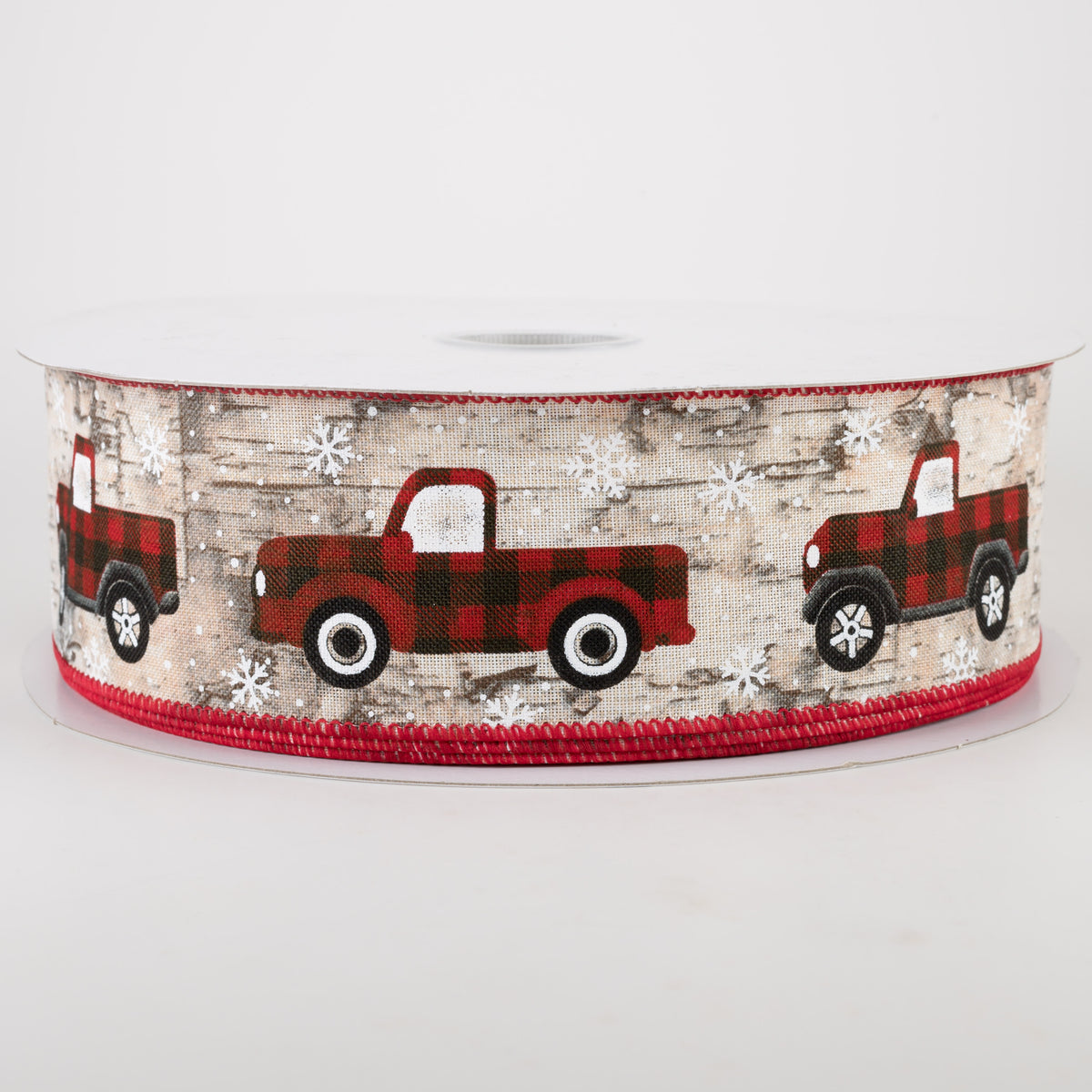 2.5" Buffalo Plaid Truck Birch Bark Ribbon (50 Yards)