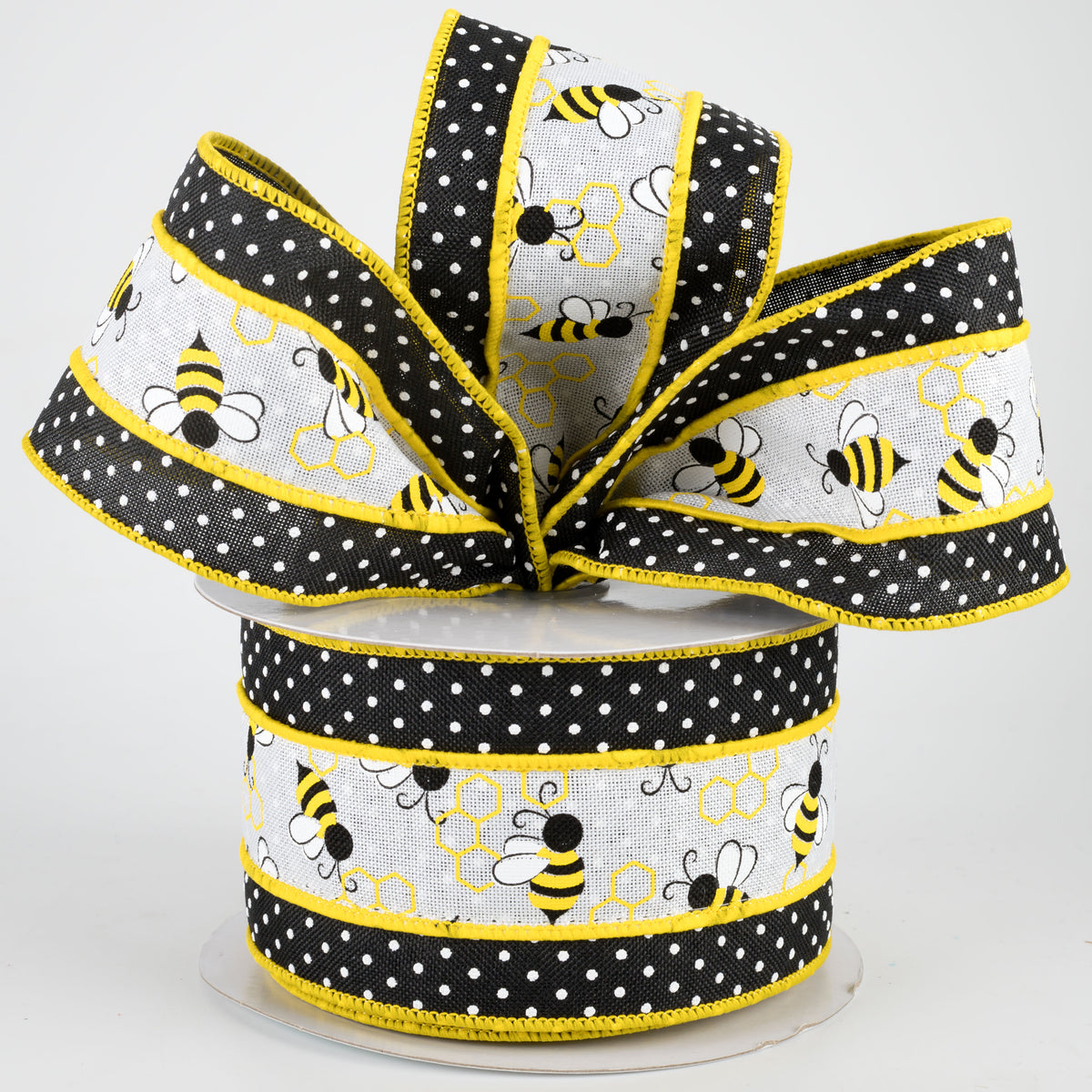 2.5" Bumblebees With Swiss Dot Ribbon: White (10 Yards) Lifestyle Photo