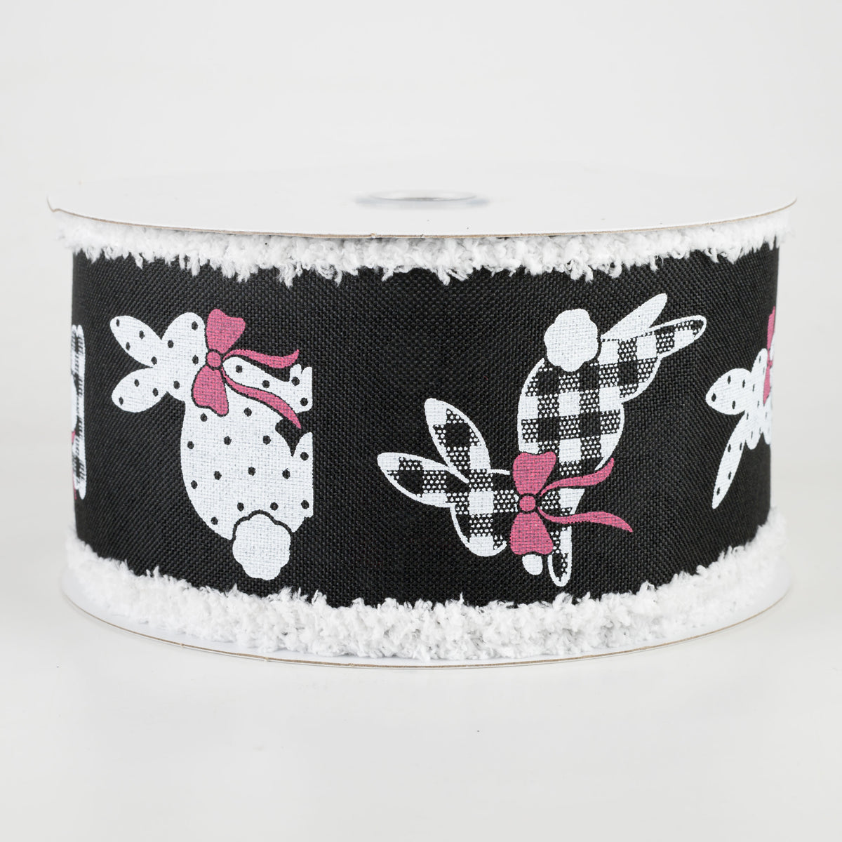2.5" Bunnies Fuzzy Edge Ribbon: Black (10 Yards)