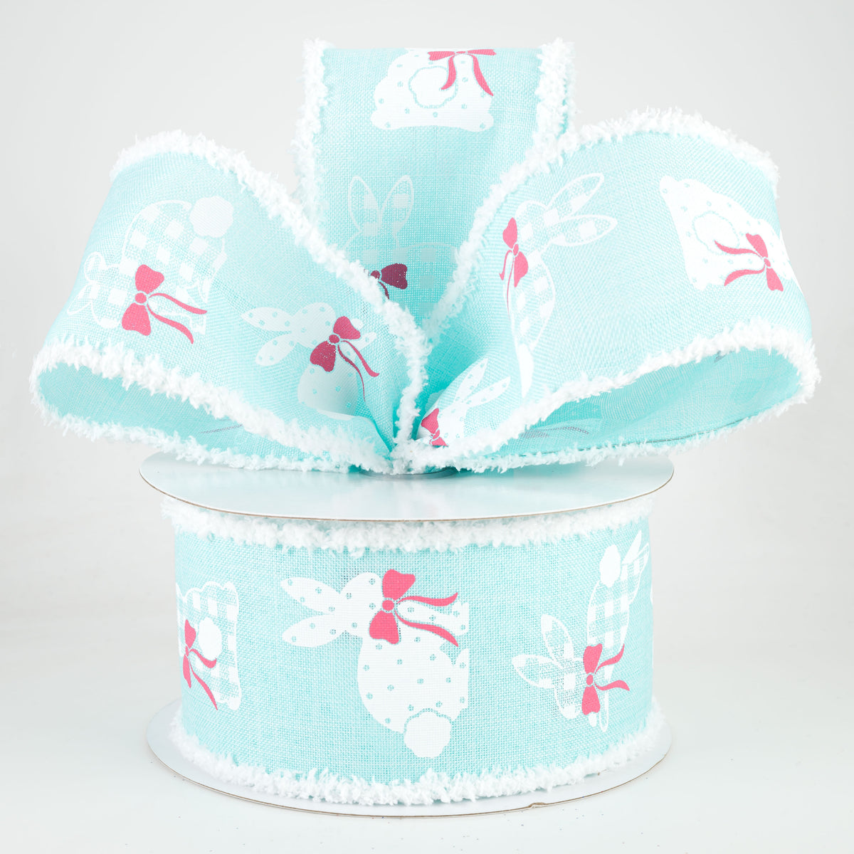 2.5" Bunnies Fuzzy Edge Ribbon: Ice Blue (10 Yards) Lifestyle Photo