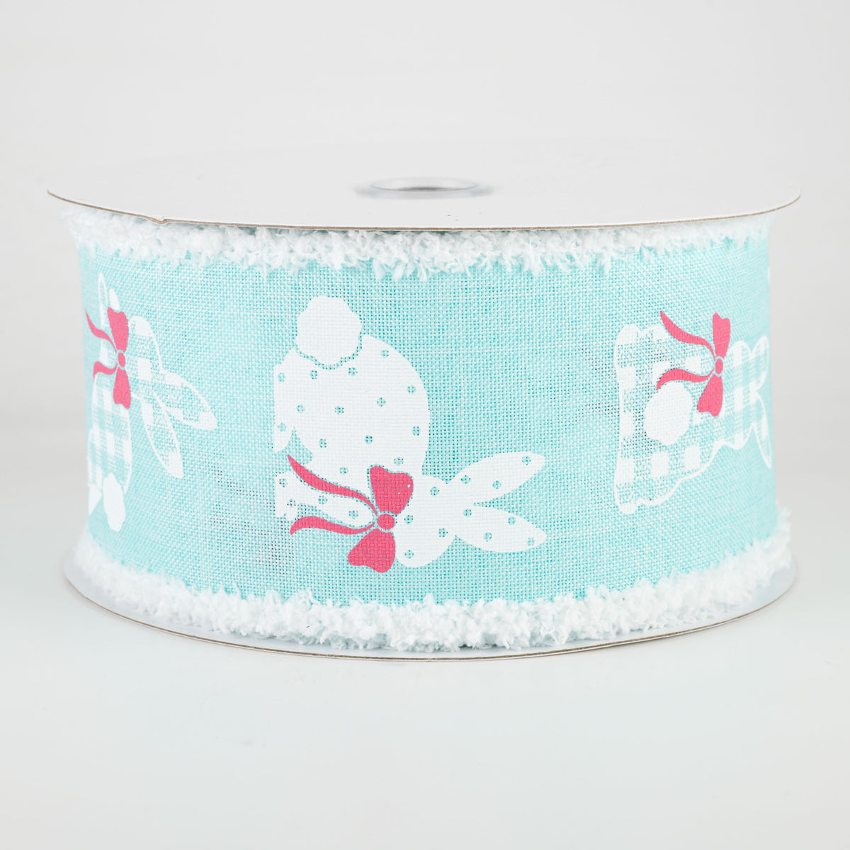 2.5" Bunnies Fuzzy Edge Ribbon: Ice Blue (10 Yards)