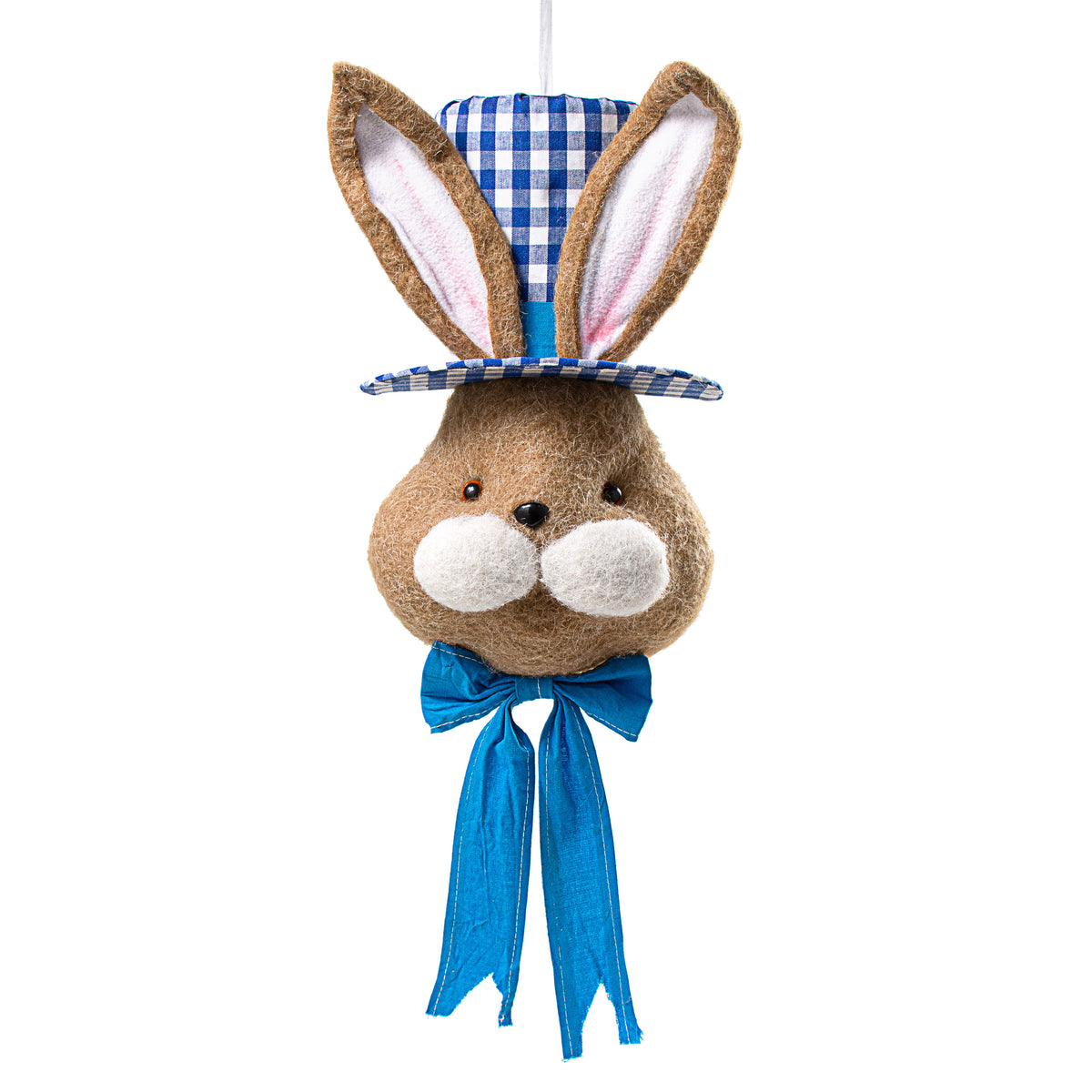 22" Bunny With Check Top Hat Ornament: Blue Item Number: 62801BL