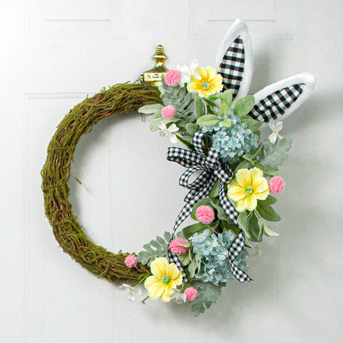 10" Bunny Ears: White & Black Check Lifestyle Photo