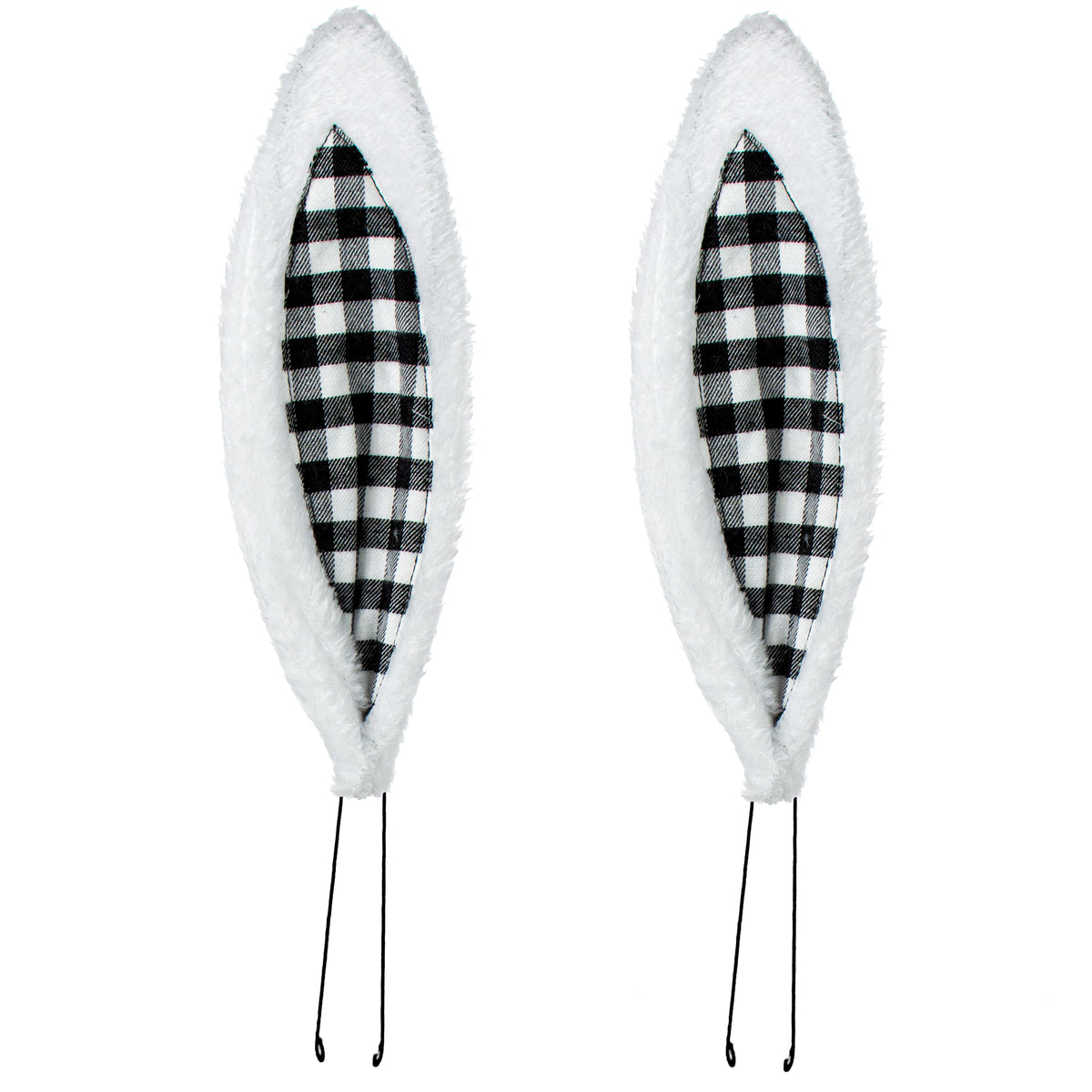 10" Bunny Ears: White & Black Check Item Number: HE719402