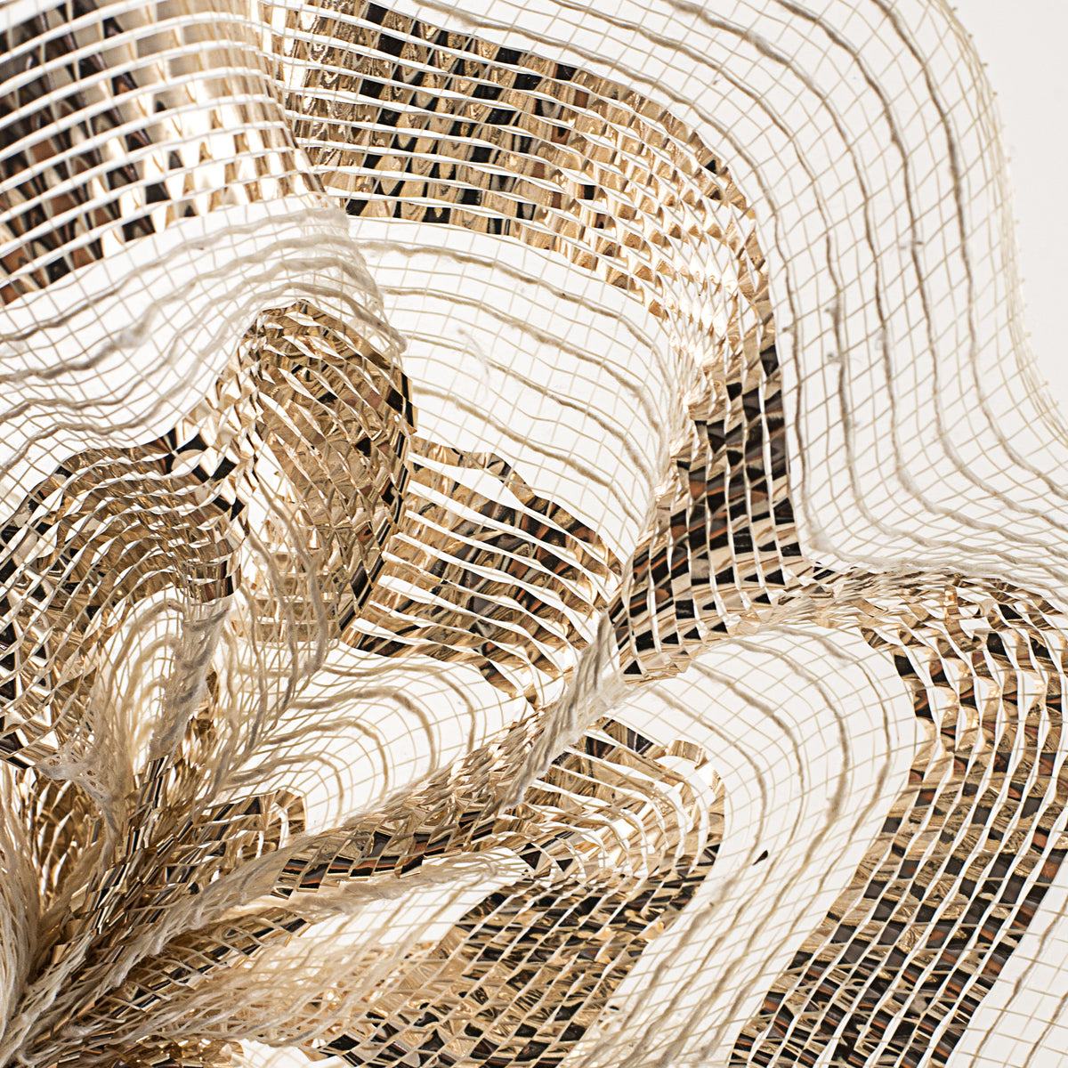 10" Burlap Deco Mesh: Cotton & Metallic Champagne Stripe Lifestyle Photo