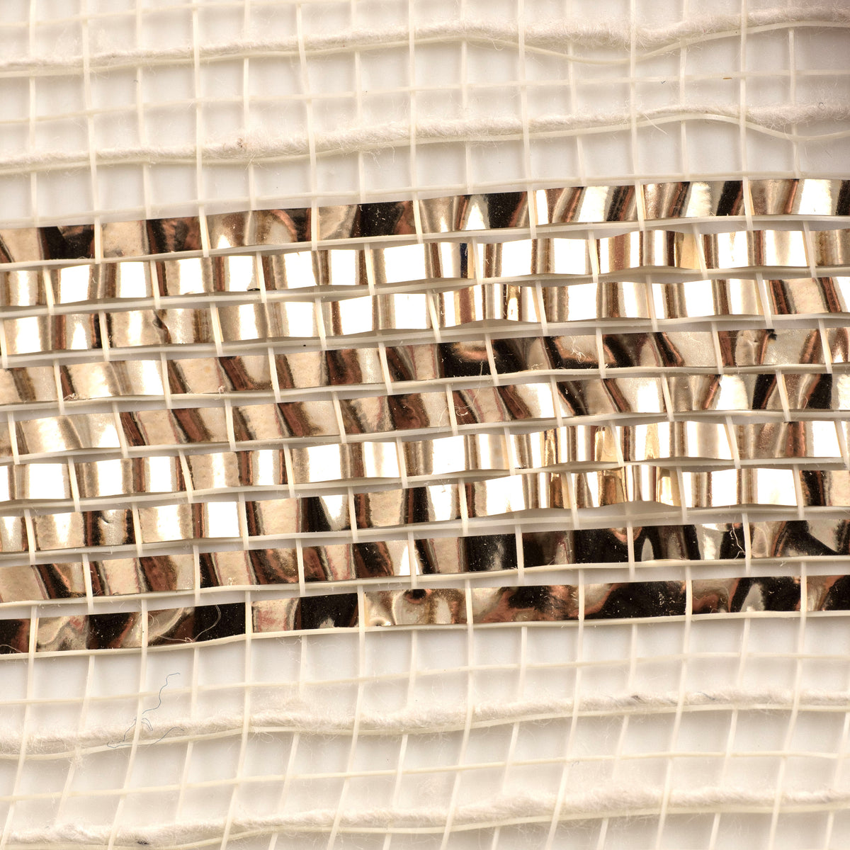 10" Burlap Deco Mesh: Cotton & Metallic Champagne Stripe detail photo 3