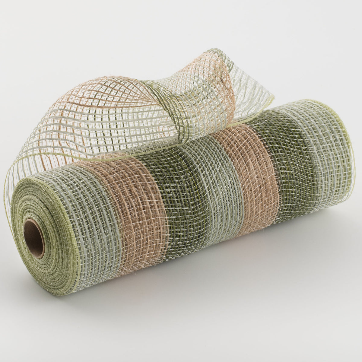 10" Burlap Deco Mesh: Moss, Sage & Natural Jute Stripes Item Number: XB107510-08