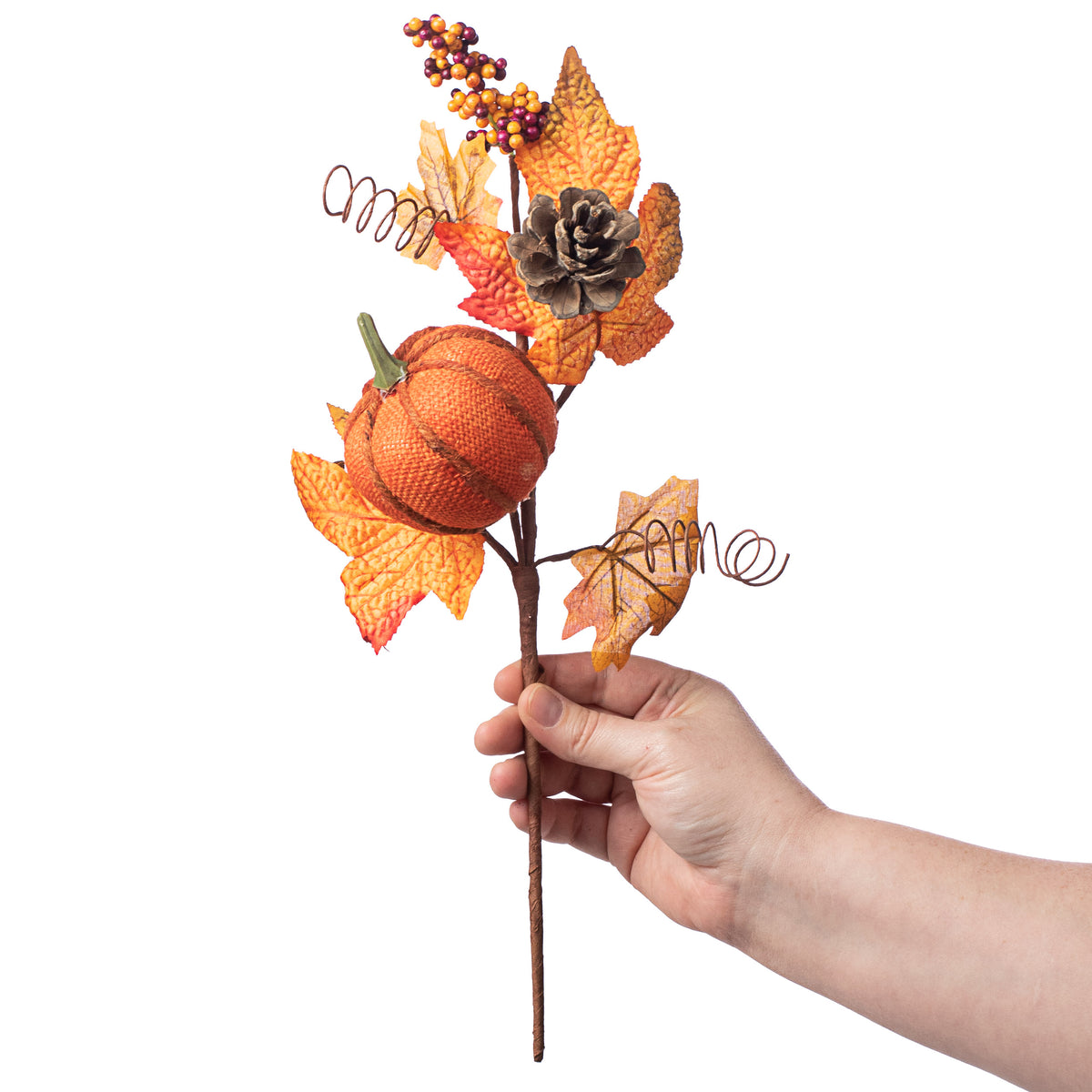 16" Burlap Pumpkin Fall Pick Lifestyle Photo