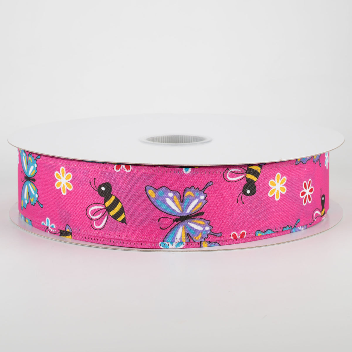 1.5" Butterflies & Bees Ribbon: Fuchsia (50 Yards) Item Number: 845-09-151