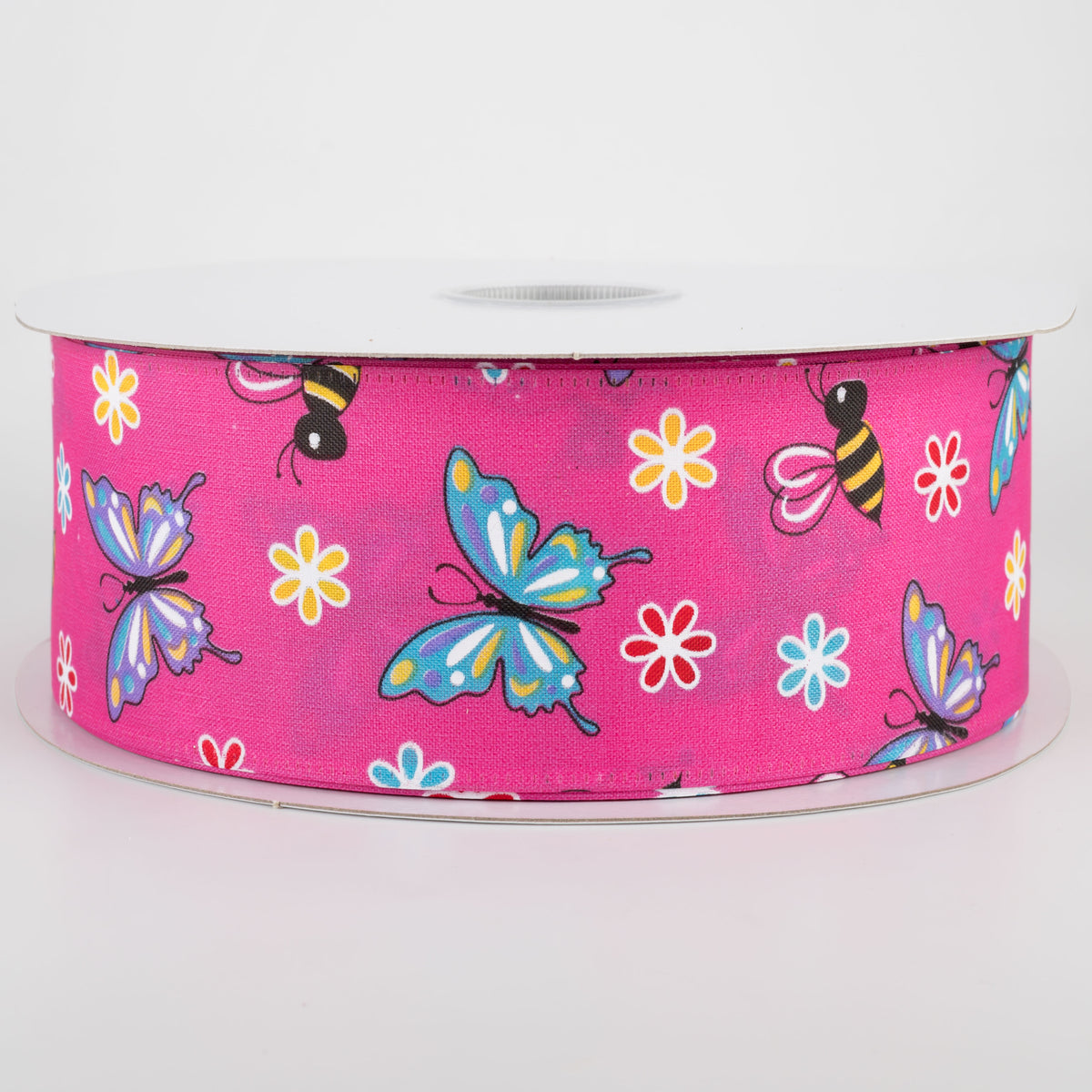 2.5" Butterflies & Bees Ribbon: Fuchsia (50 Yards) Item Number: 845-40-151