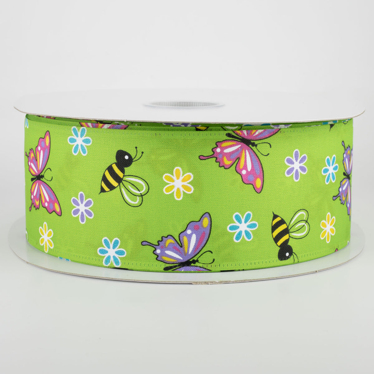 2.5" Butterflies & Bees Ribbon: Lime (50 Yards) Item Number: 845-40-150