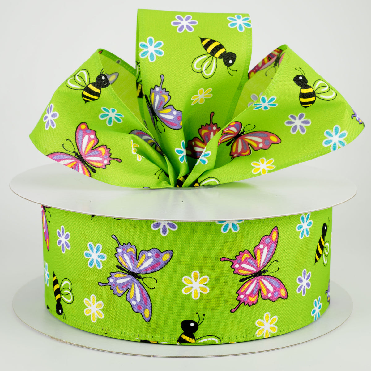 2.5" Butterflies & Bees Ribbon: Lime (50 Yards) Lifestyle Photo
