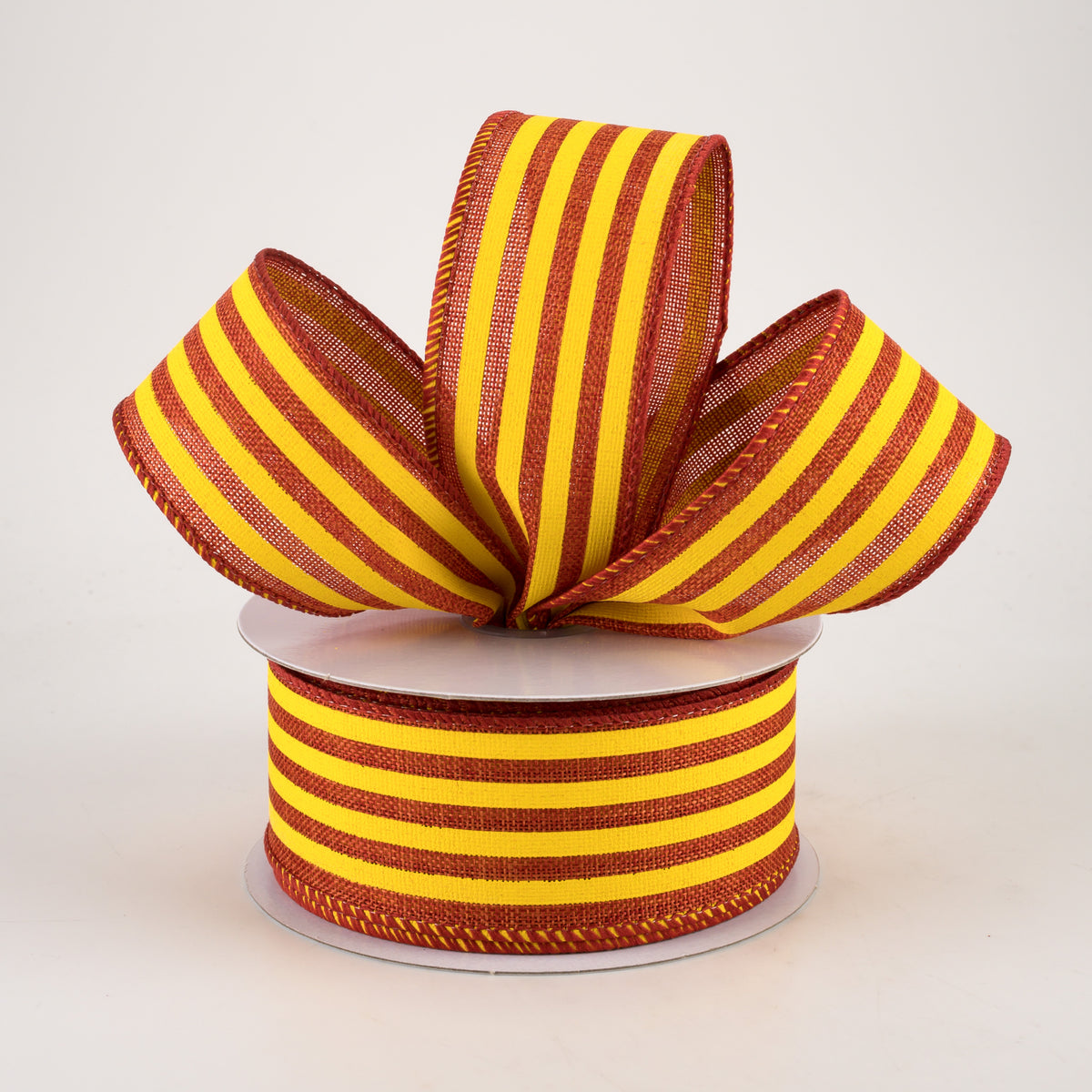 1.5" Cabana Stripes Ribbon: Dark Orange & Yellow (10 Yards) Lifestyle Photo