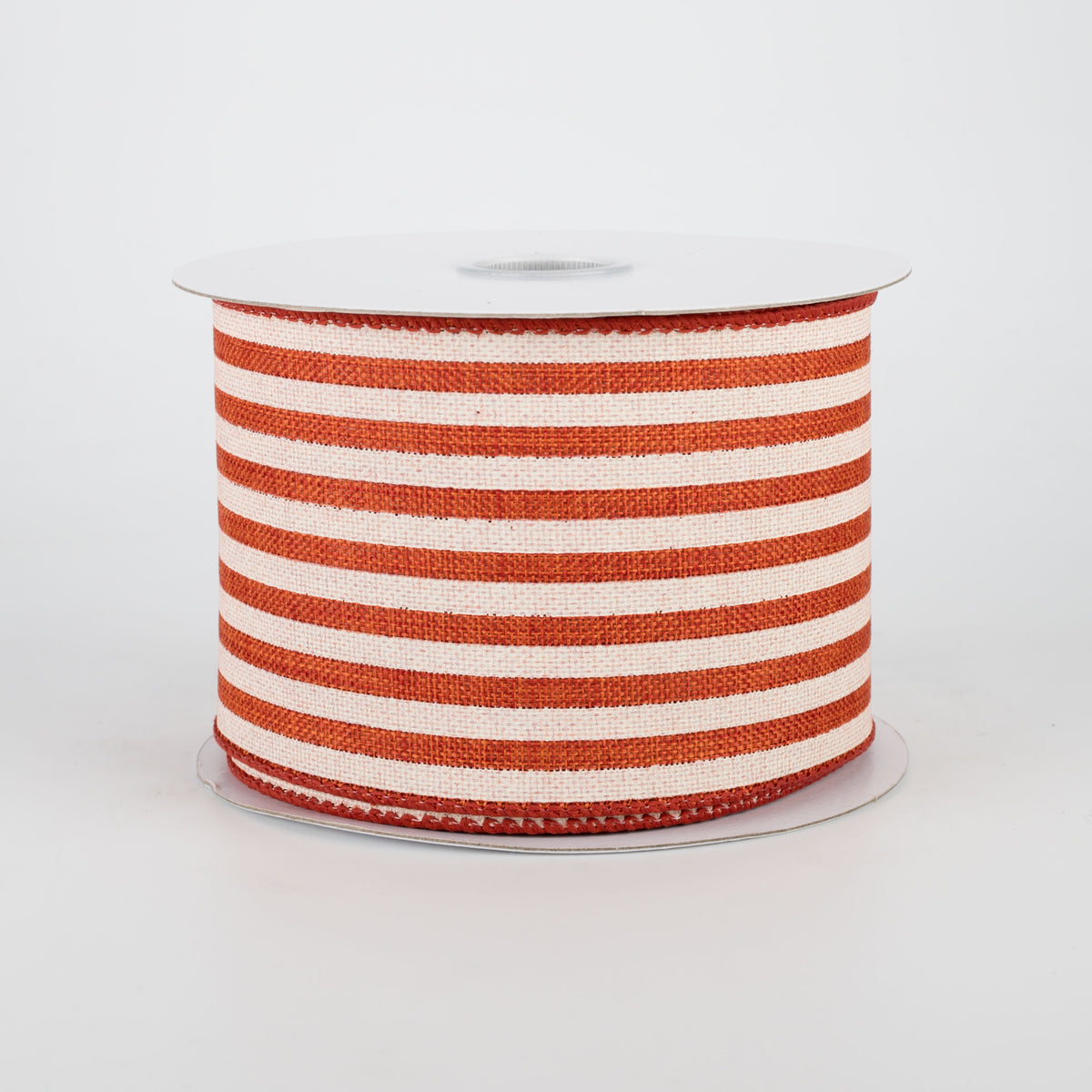 2.5" Cabana Stripes Ribbon: Orange & Ivory (10 Yards)