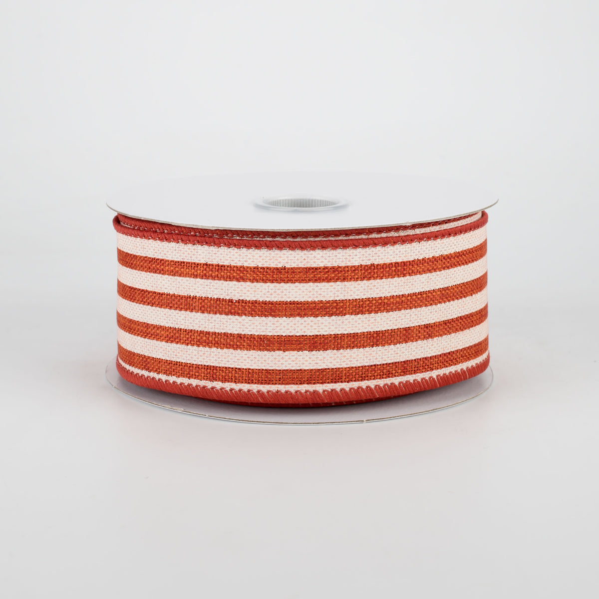 1.5" Cabana Stripes Ribbon: Orange & Ivory (10 Yards)