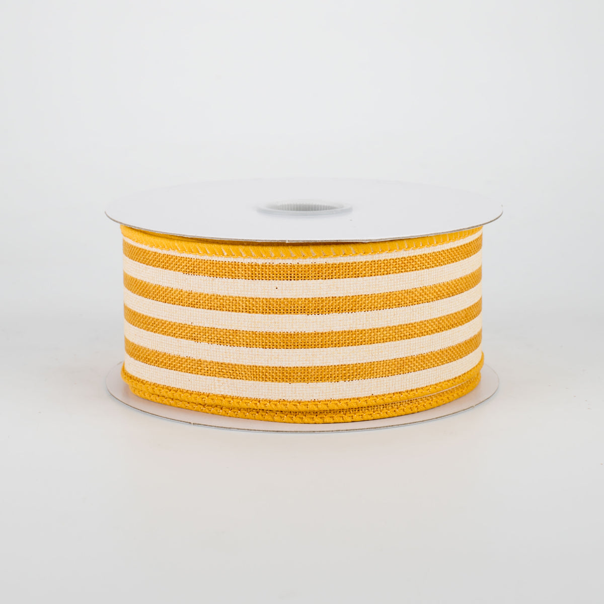 1.5" Cabana Stripes Ribbon: Sunflower & Ivory (10 Yards)