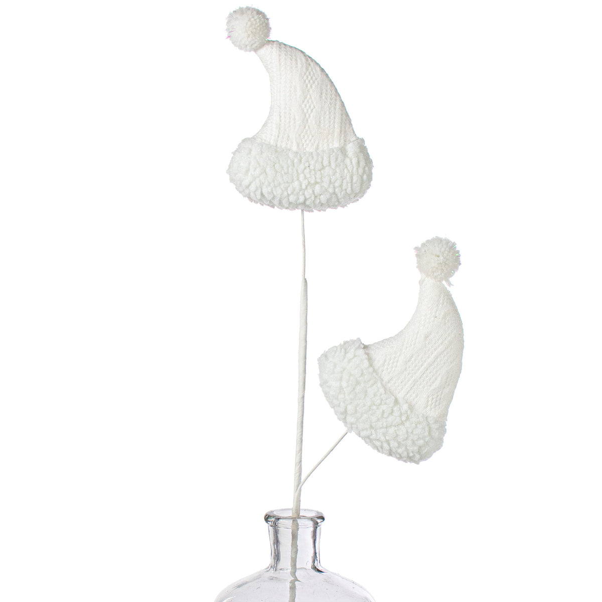 26" Cable Knit Santa Hats Spray: White Item Number: 201460