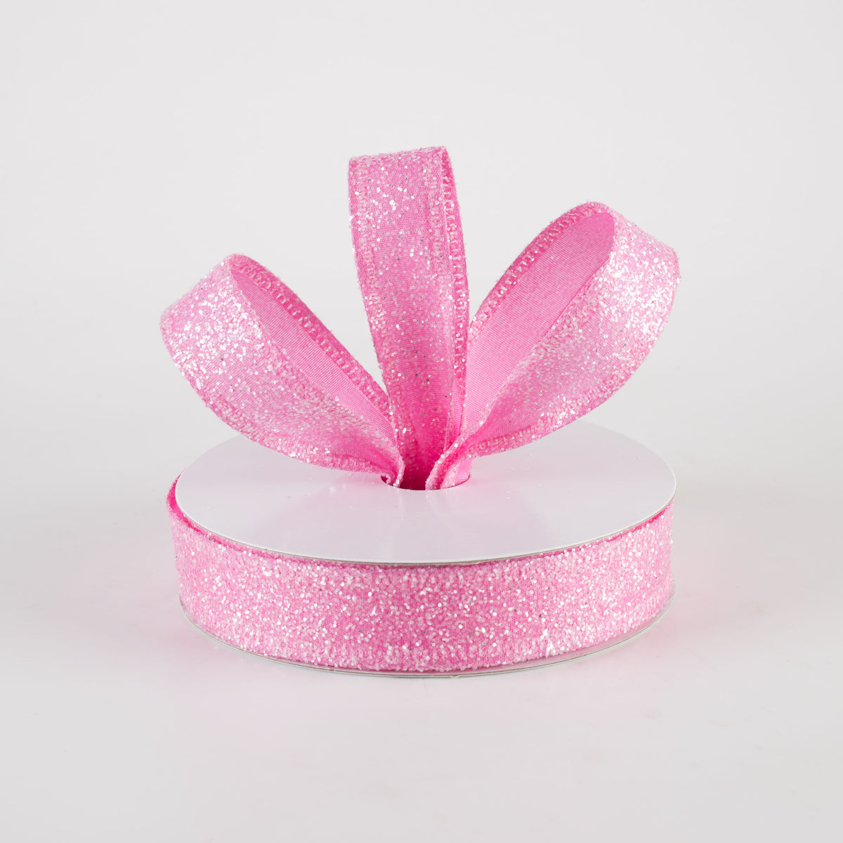 7/8" Candy Glittered Satin Ribbon: Fuchsia Hot Pink (10 Yards) Lifestyle Photo