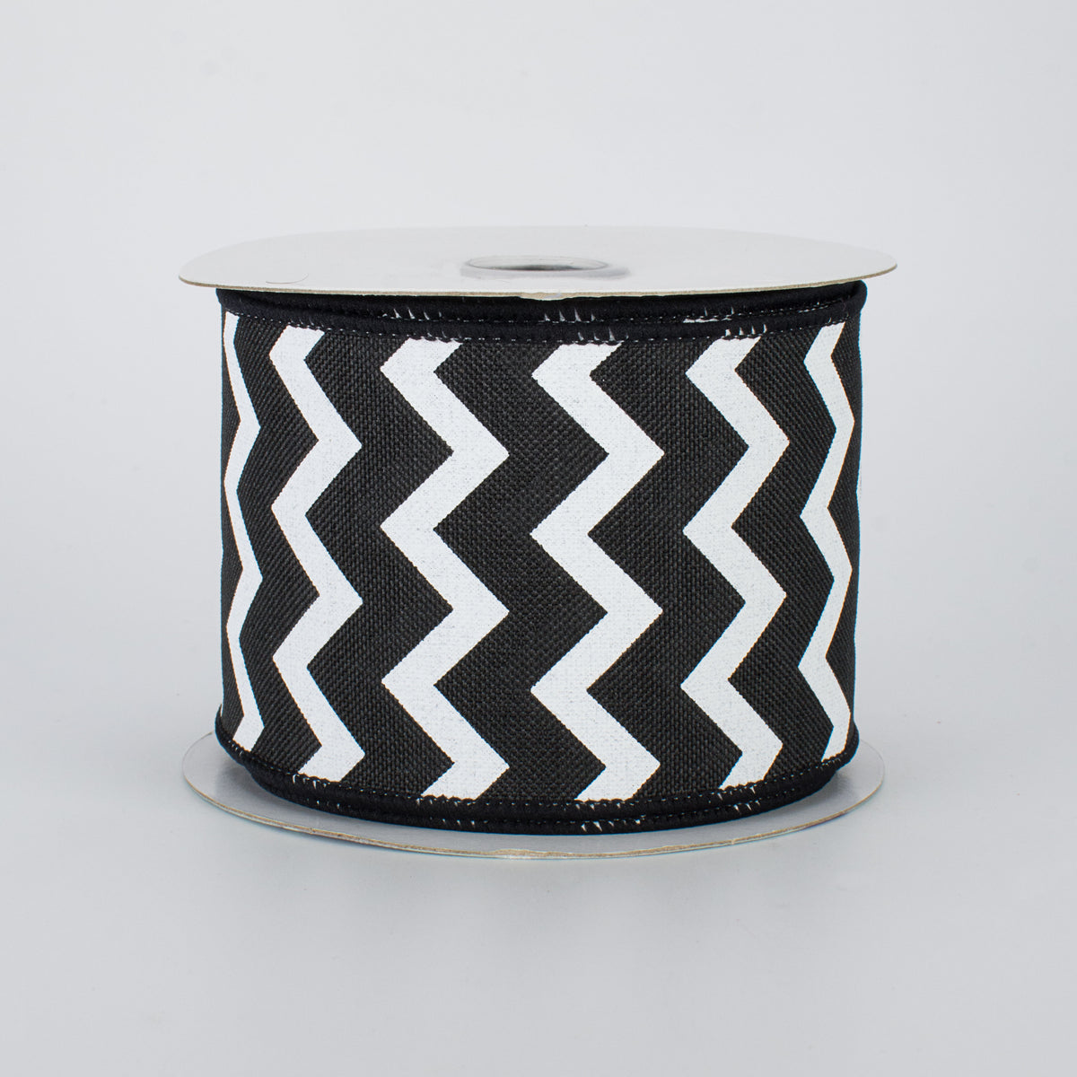 2.5" Canvas Chevron Ribbon: Black & White (10 Yards)