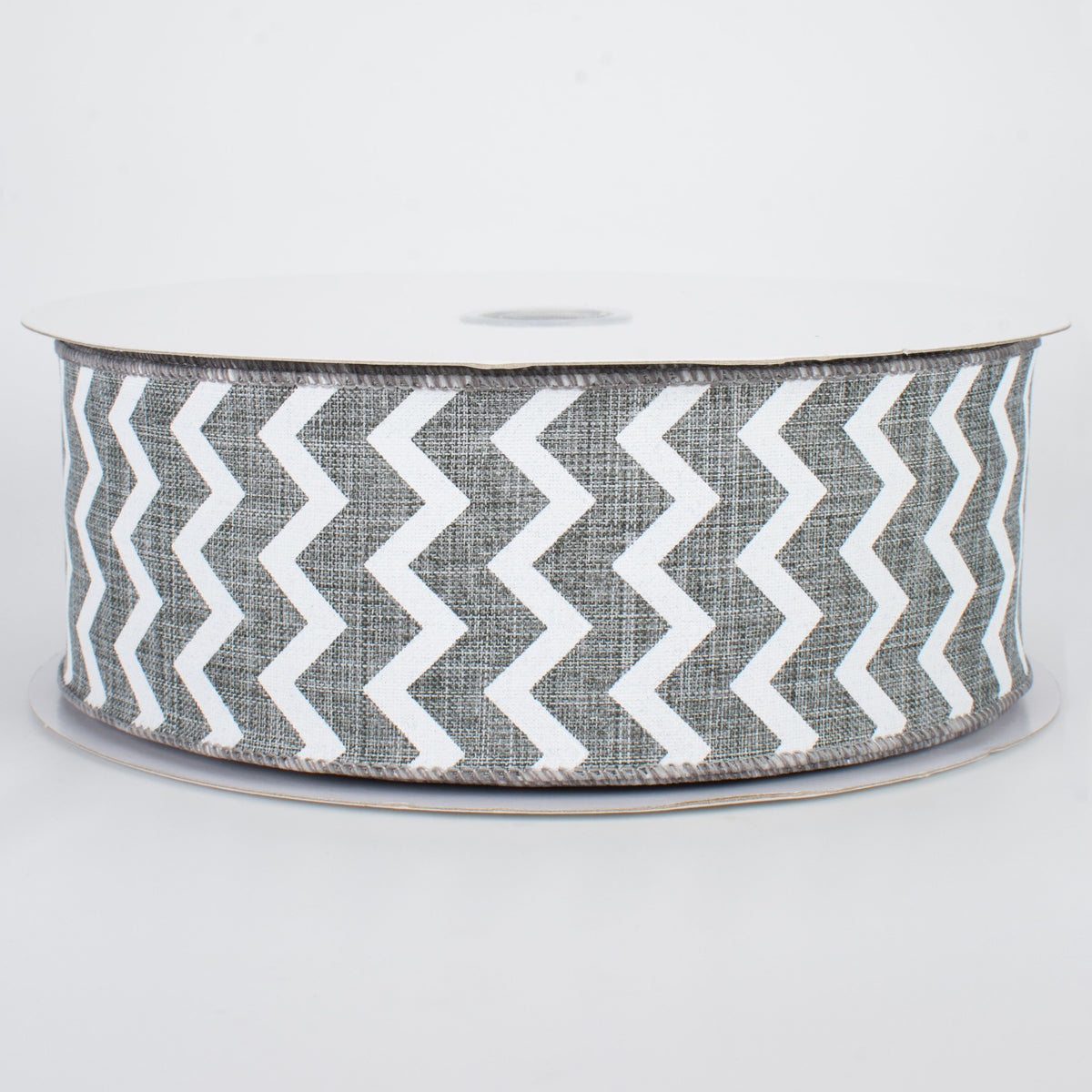 2.5" Canvas Chevron Ribbon: Grey & White (50 Yards)