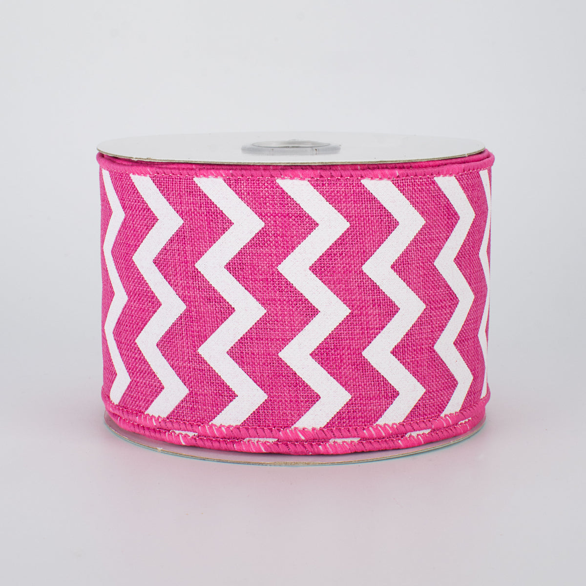 2.5" Canvas Chevron Ribbon: Hot Pink & White (10 Yards)